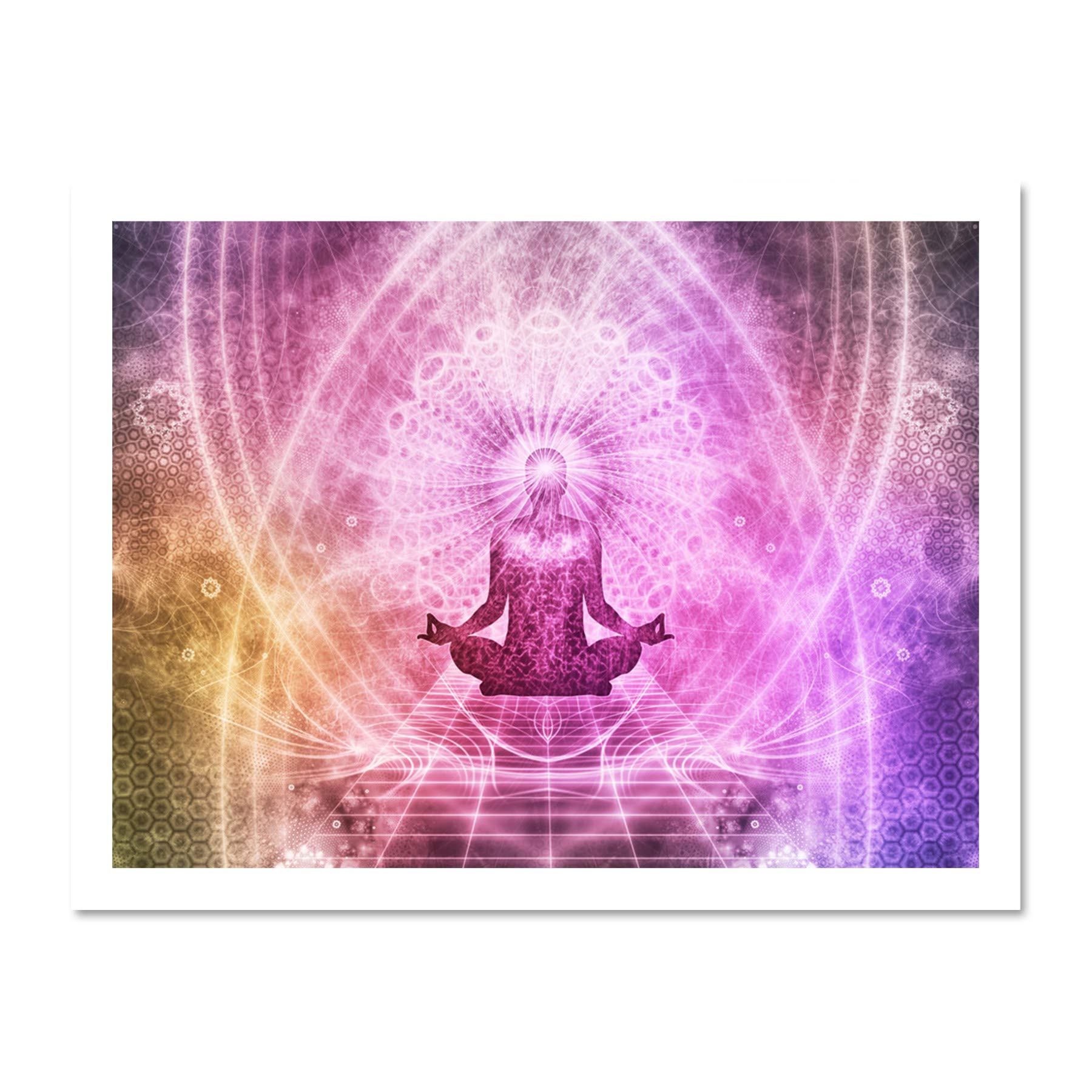 Buddhism Yoga Pose Psychedelic Large Framed Art Print Poster Wall Decor 18x24 inch