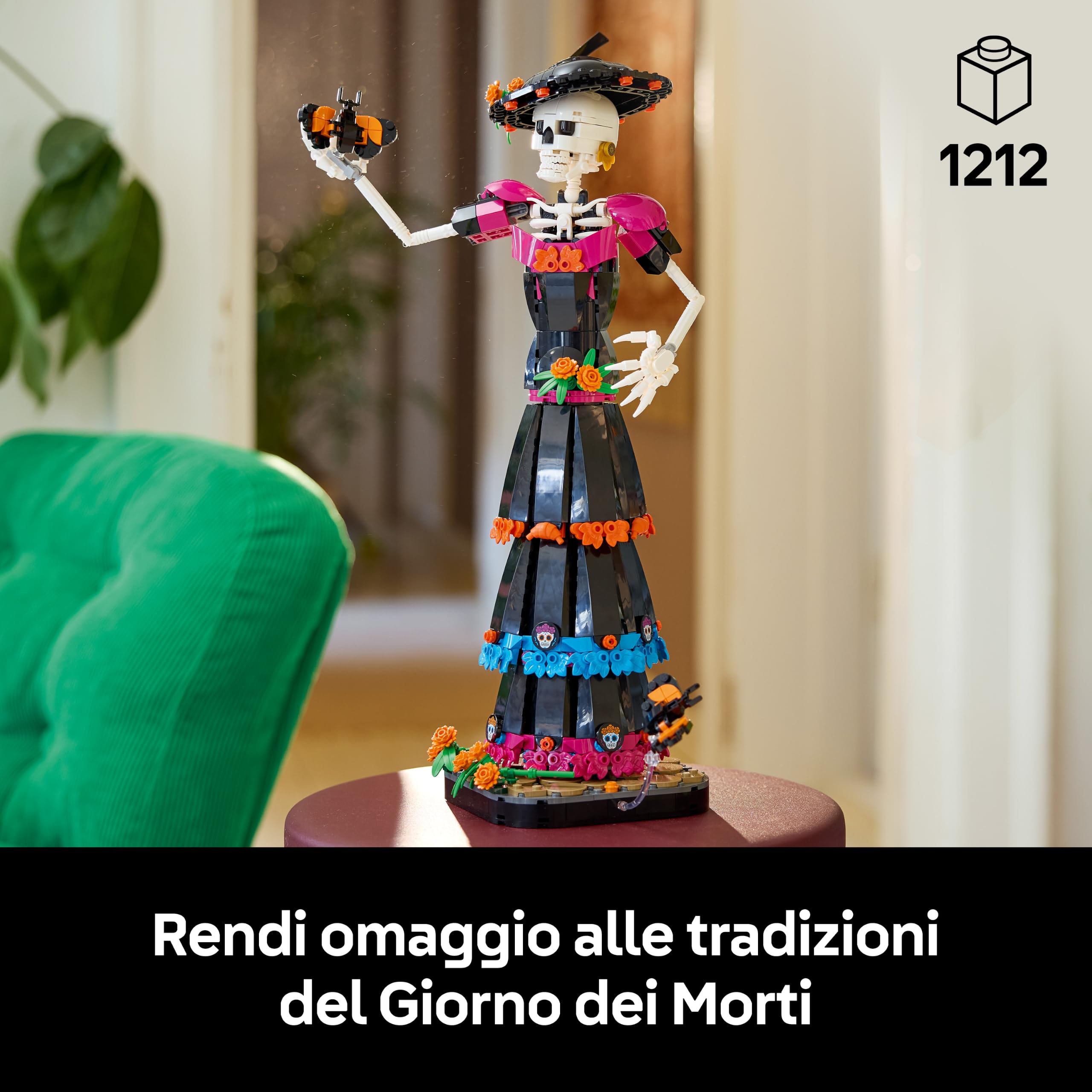 LEGO Ideas La Catrina - Kit di Modellismo per Adulti con Action Figura di Scheletro, Fiori Finti e Farfalle Monarca - Decorazione per la Casa per il Día de los Muertos - Idea Regalo Fai da Te - 21372