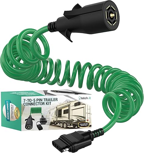 LATCH.IT Kit de cable de remolque RV de 7 a 5 Adaptador de remolque de 7 pines a 5 pines resistente a la intemperie de 8 pies Adaptador de