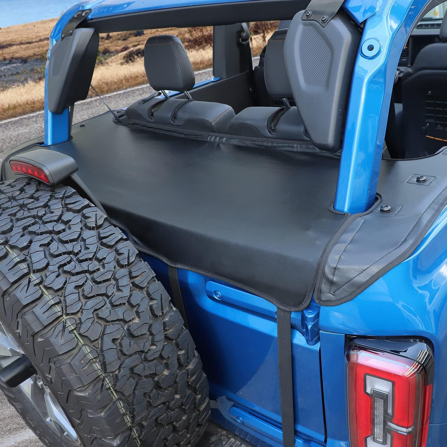 Trunk Tailgate Cover Trunk Antidust Cargo Cover Compatible with Ford Bronco 2021+ 2Doors Model(Man-Made Leather)