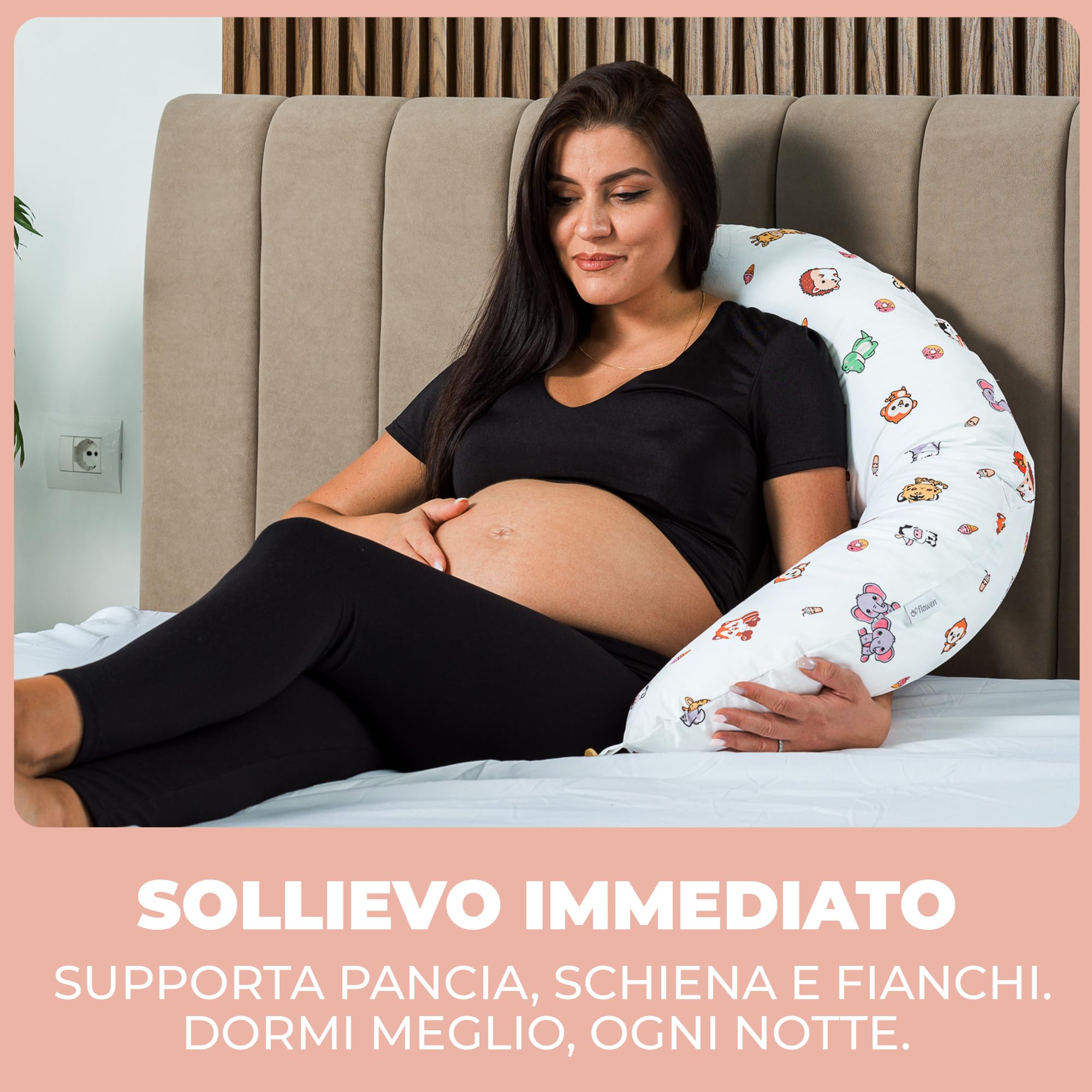 Cuscino Gravidanza e Allattamento per Dormire di Lato per Donne Incinta Idea Regalo per Neo Mamme con Federa in 100% Cotone e Morbido Riempimento Accessorio Full Body Premaman per un Sostegno Ottimale