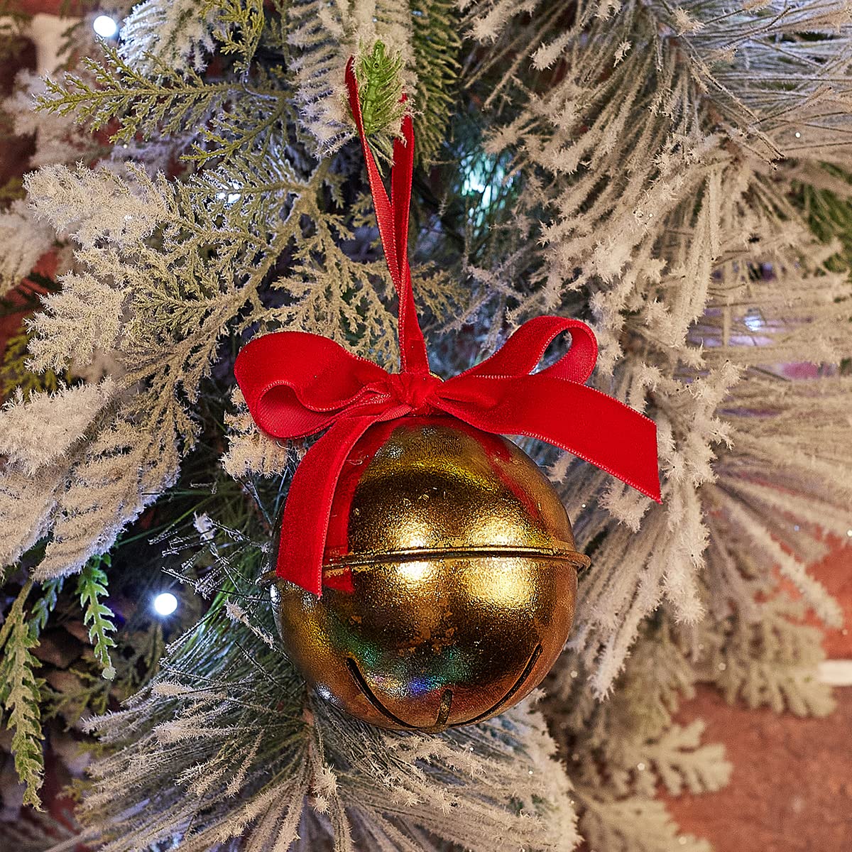 Cloche De Noël à Suspendre - Avec Nœud Et Grelot Rouge - Décoration Sapin, Guirlande Ou Porte