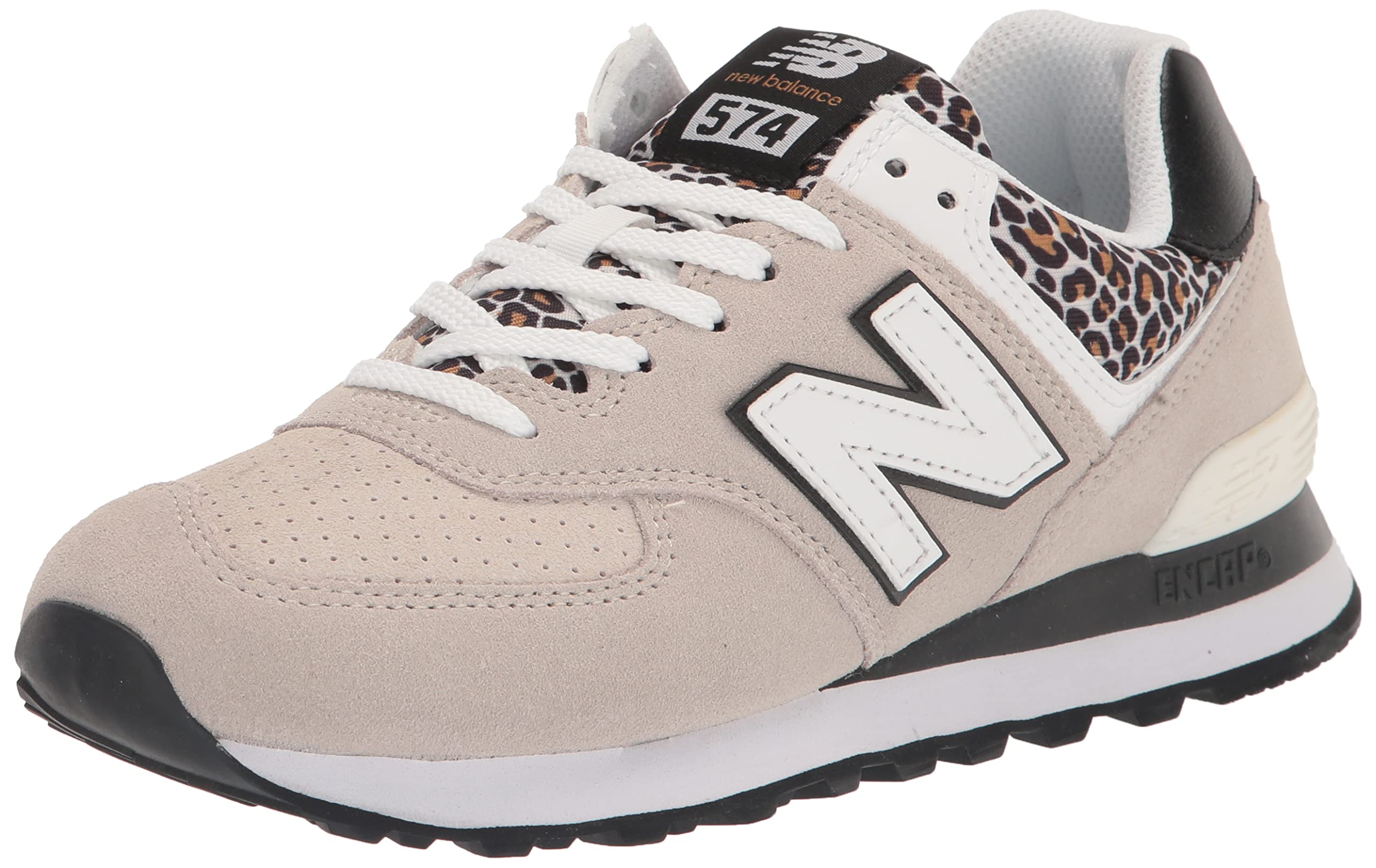 New Balance Women's 574 V2 Animal Print Sneaker, Grey/Black, 12 M