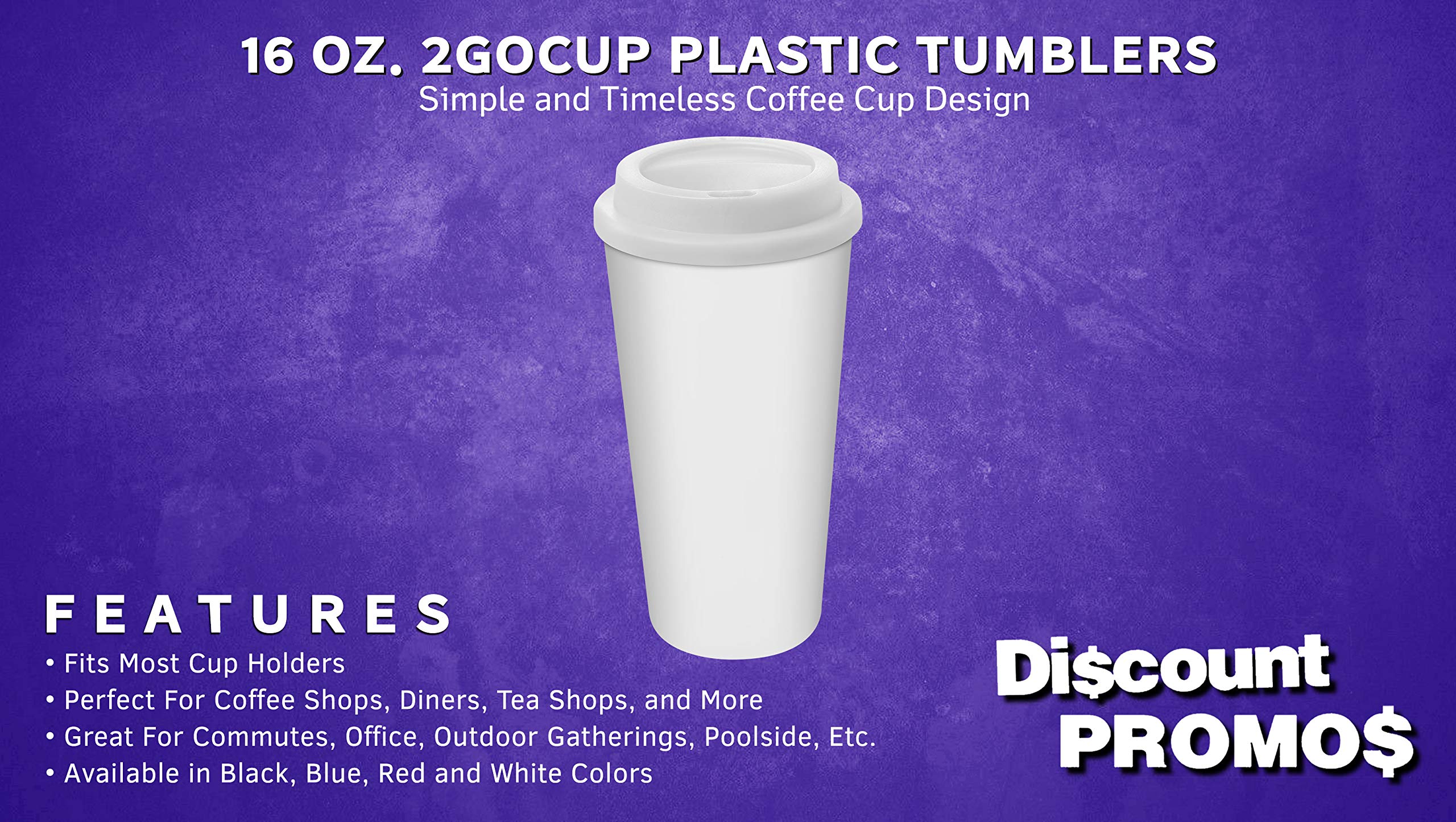 Amazon.com | DISCOUNT PROMOS 16 oz. 2GoCup Plastic Tumblers - 10 pack -  White: Tumblers & Water Glasses