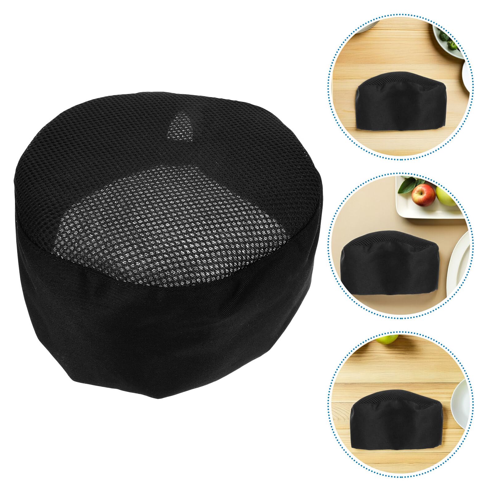 COLLBATH 4 Piezas Gorro de Chef Japonés Transpirable Unisex con Diseño Ajustable Malla Ventilada para Cocina Profesional y Escuela Culinaria Color Negro Resistente Manchas