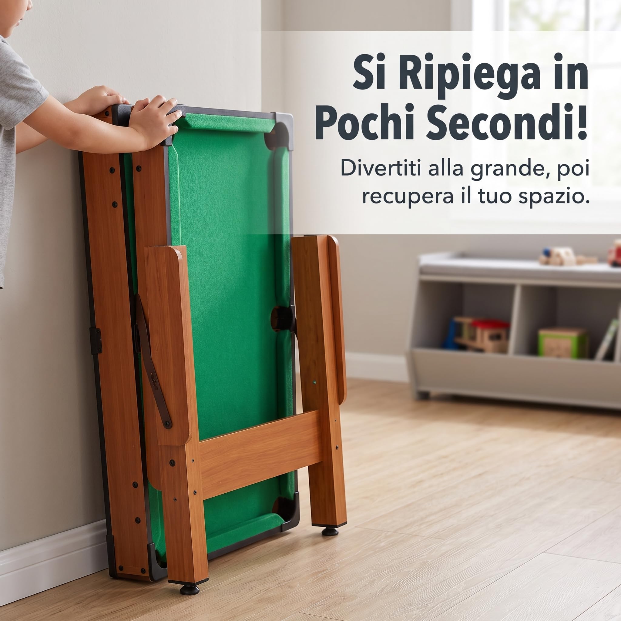 Homyl Tavolo da Biliardo Pieghevole in Legno per Bambini, Mini Tavolo Biliardo con Accessori per Casa