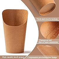Vista 3 de MOLFUJ Soporte para papas fritas de 12 onzas, 50 tazas de papel kraft de papel de estraza desechables, mini cajas de servir de fiesta marrón
