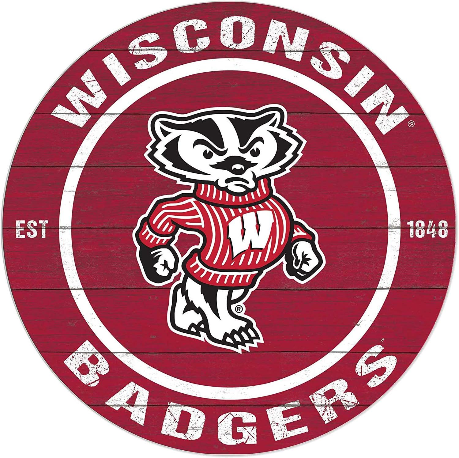 KH Sports Fan Wisconsin Badgers 20"x20" inOutdoor Circle Sign, Team Color : Home & Kitchen