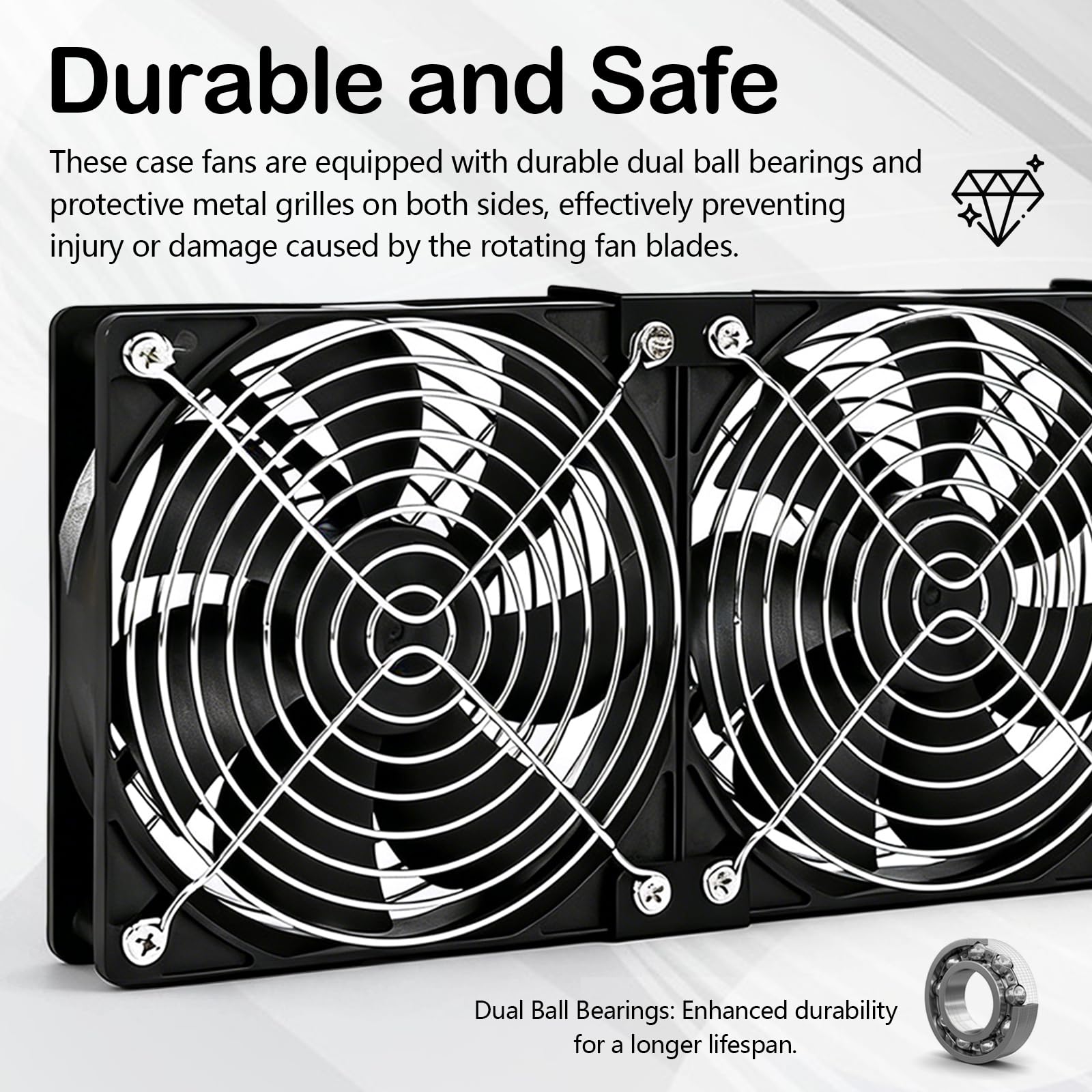 Lüfter, 120mm Gehäuselüfter 230V mit Drehzahlregler und Netzstecker Gehäuse Lüfter 3000 U/min Kühler für Serverracks Gastgeber Gewächshäuser sowie Fensterentlüftung und Kühlung (3, Schwarz)