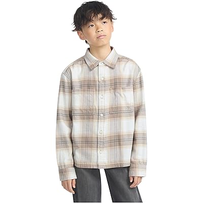Мужская рубашка abercrombie kids Traditional Flannel (Big Kid) jet stream