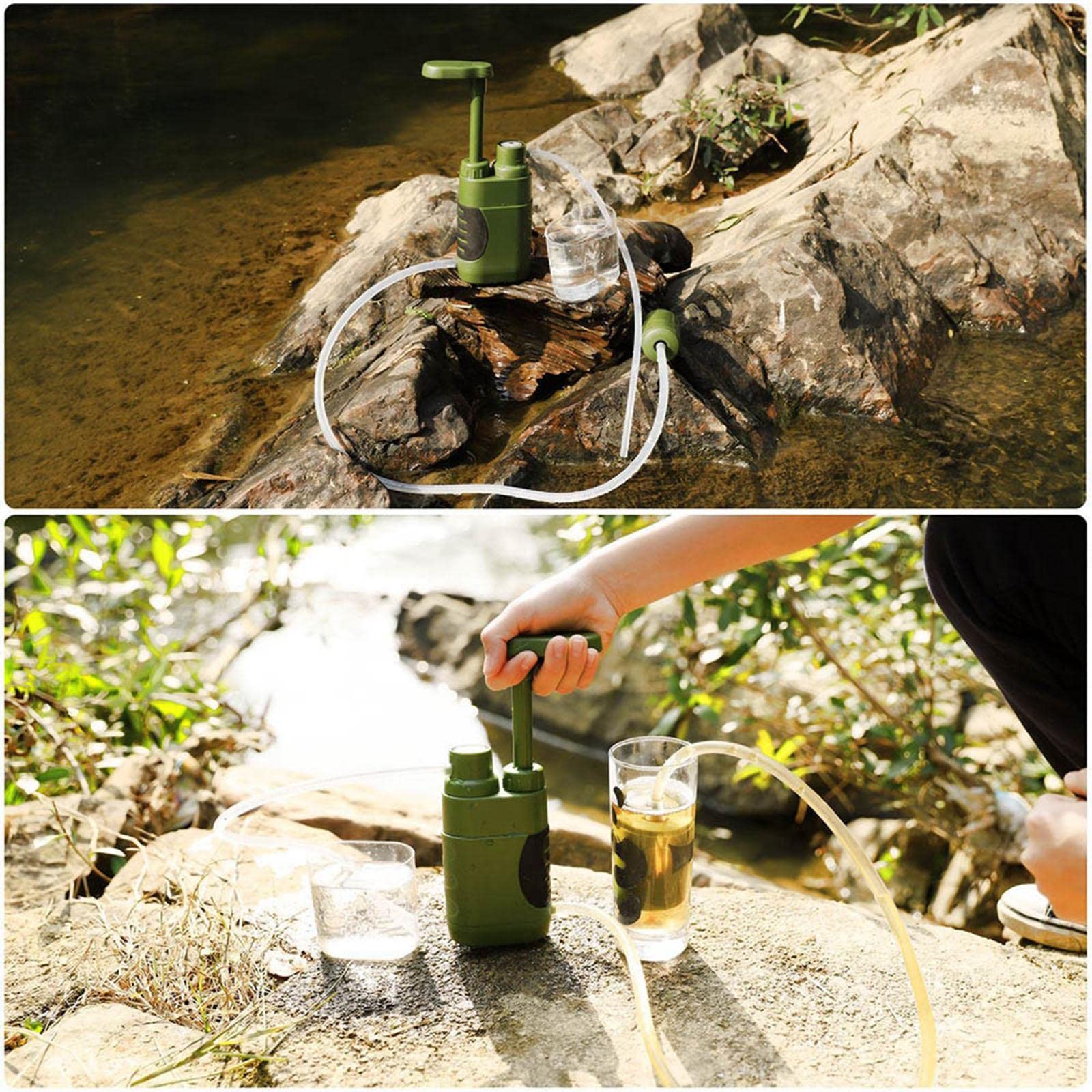 Purificador de Agua Portátil Filtro de Supervivencia para Fuentes Botella con Bolsa de Almacenamiento de Filtración Hueco Diseño