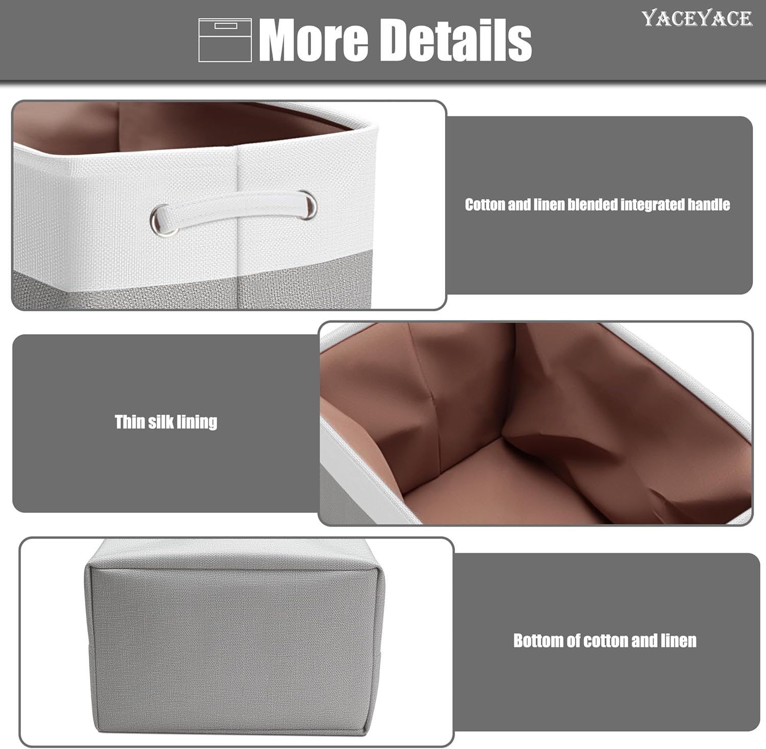 Storage Cubes, 4 Pack 15"x11"x9.5" Linen Fabric Storage Bins for Shelves, Foldable Basket for Blankets, Cloth, Home Organizing, Decorative