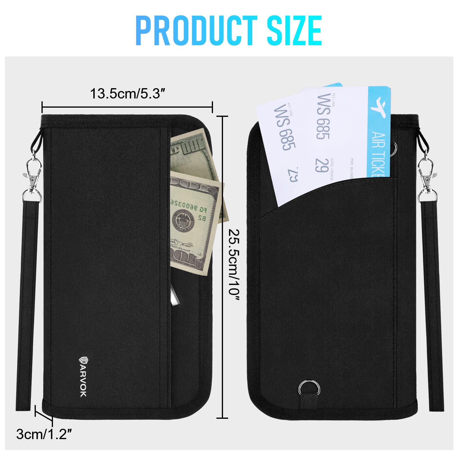 Portefeuille Voyage En Cuir Véritable Avec Protection RFID - Pour Passeport Et Cartes - Couleur Cognac