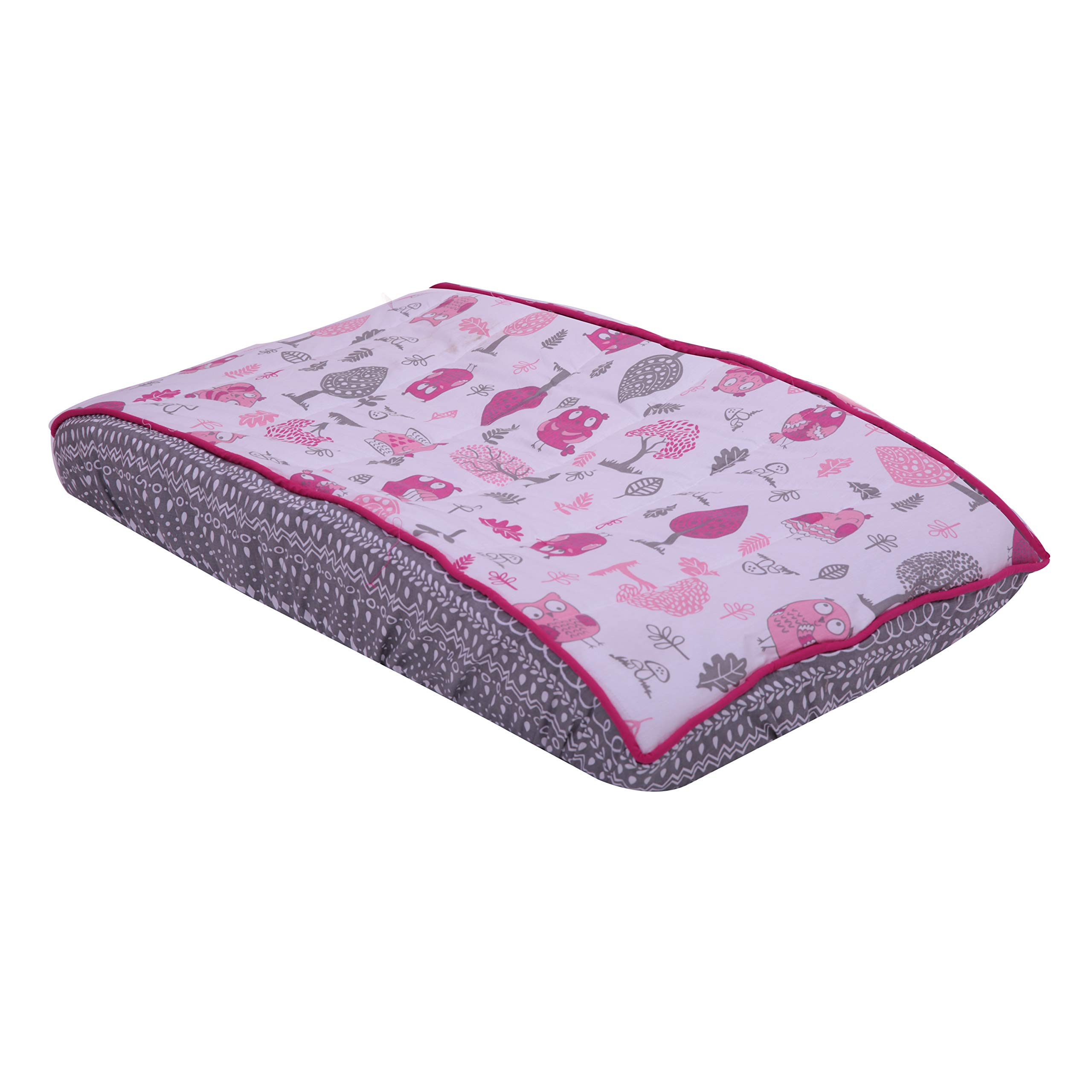 Bacati Owls Girls Cotton Changing Pad Cover, Pink/Grey-picture-13
