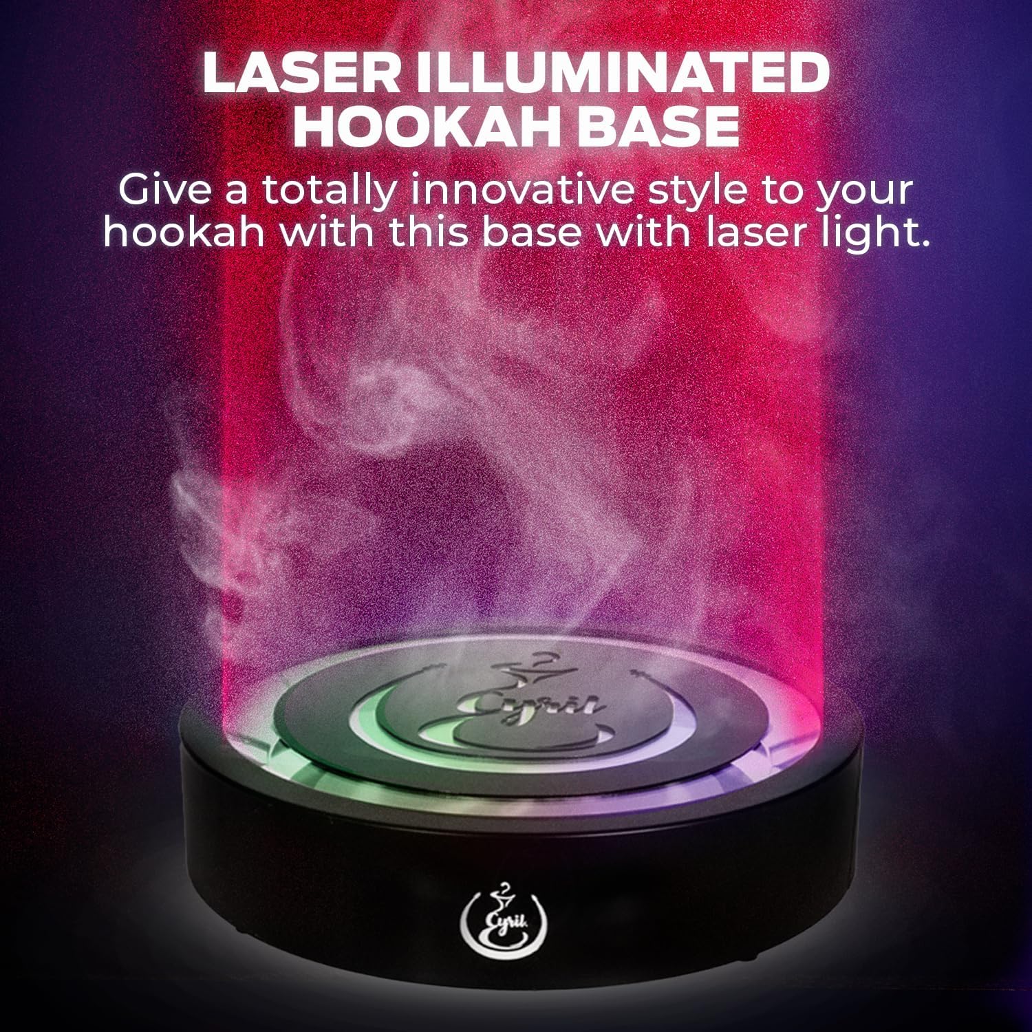 CYRIL - LED Laser Base Red, 12" Acrylic Hookah Base with Laser Light Effects, Illuminated Base for Hookah, Party Accessory