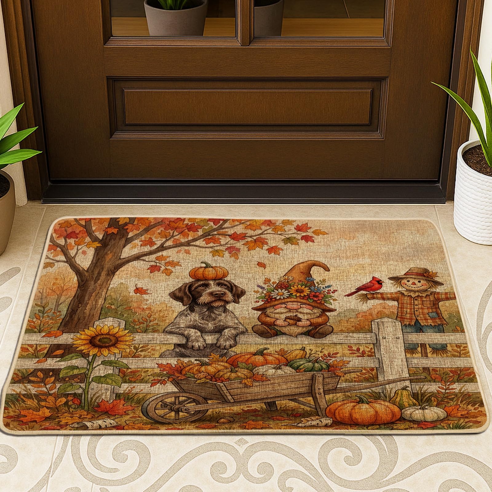 Tapete para puerta exterior con estampado de espantapájaros para decorar tu patio
