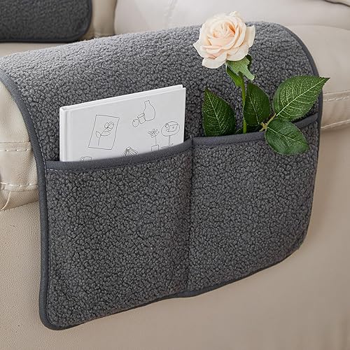 Miniatura 3 de Funda protectora para reposabrazos de sofá reclinable, funda para reposacabezas de sofá de 123 plazas con bolsillo, funda antideslizante para