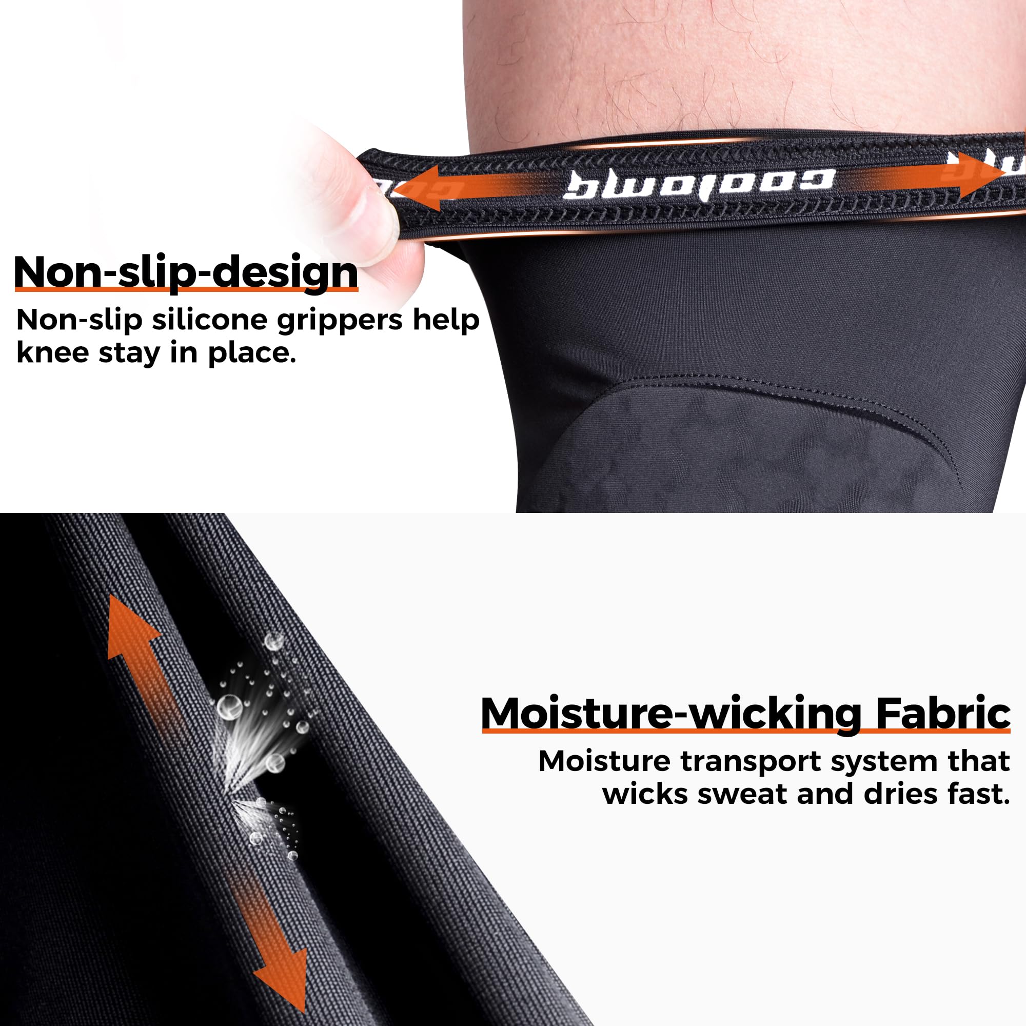 COOLOMG Knieschoner Knieschützer Beinstulpen Knieprotektor Basketball Fußball Volleyball für Herren Damen Jungen Sport Schwarz T-Form L