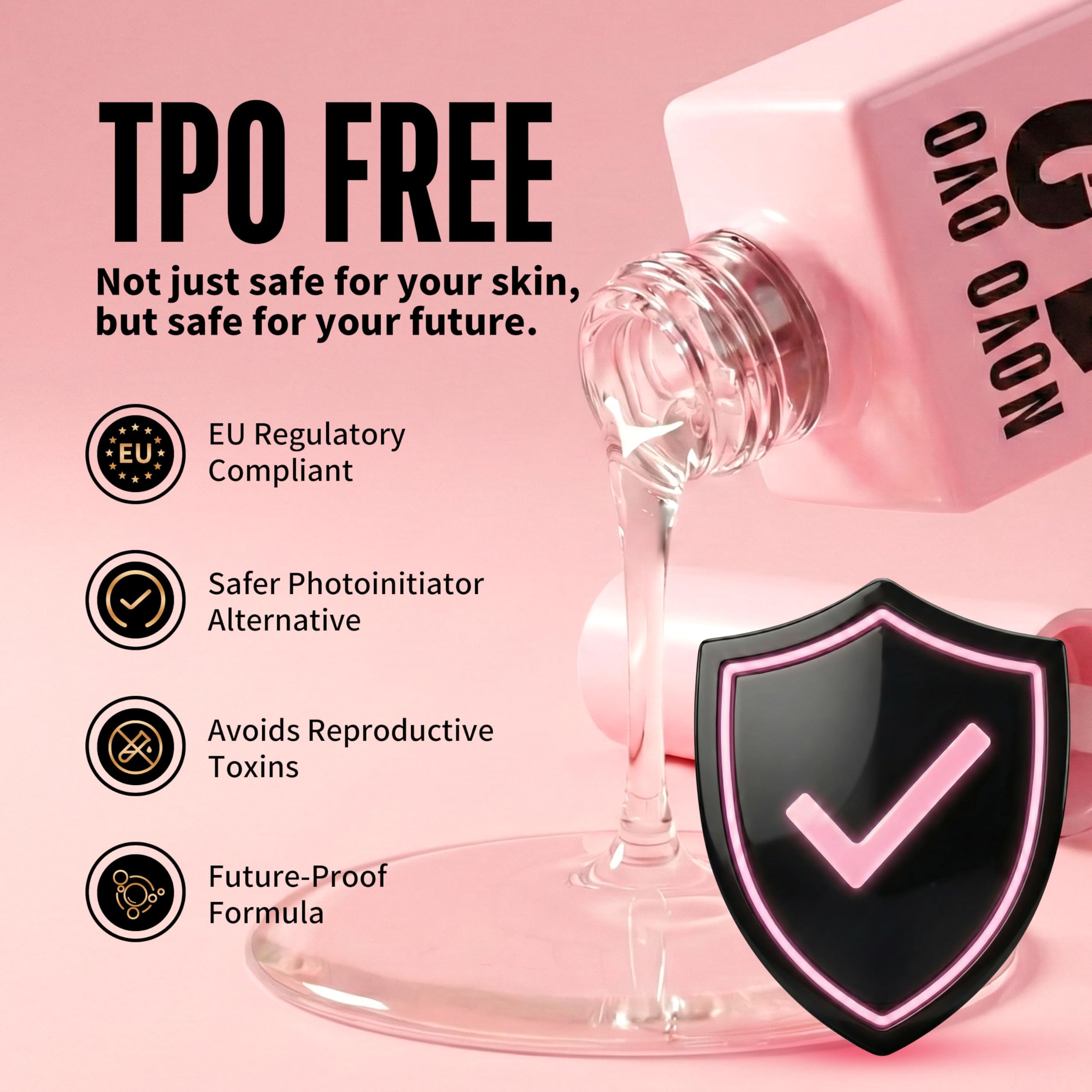 NOVO OVO UV klej do paznokci i żel budujący 2 w 1, zestaw bez potrzeby wycierania, top coat do wstępnie przyciętych francuskich końcówek, HEMA TPO FREE, ekstra mocne trzymanie do akrylowych paznokci