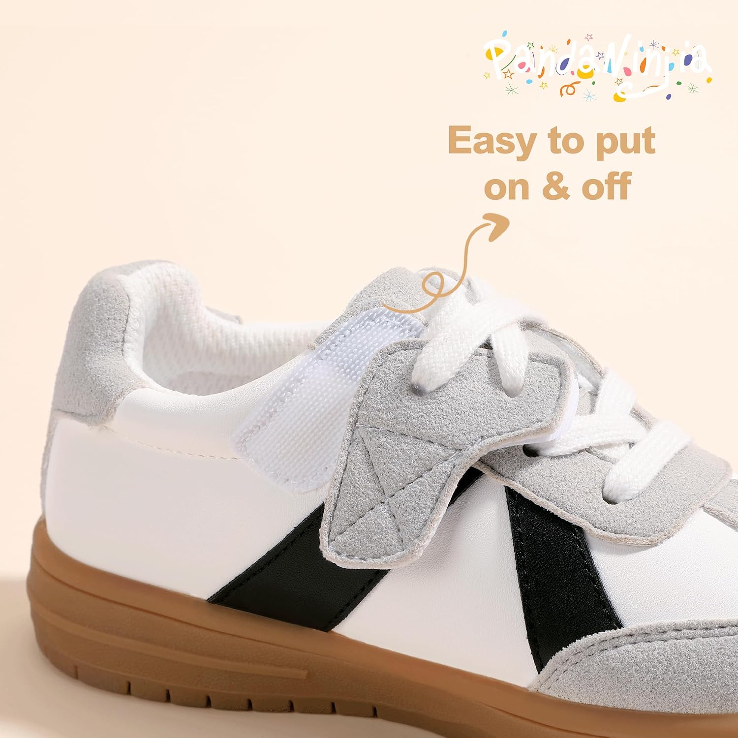 PANDANINJIA Girls Fashion Sneakers Toddler Little Kids Casual Tennis Memory Foam Shoes Lightweight Lace-Up Walking Classic Retro Sneakers