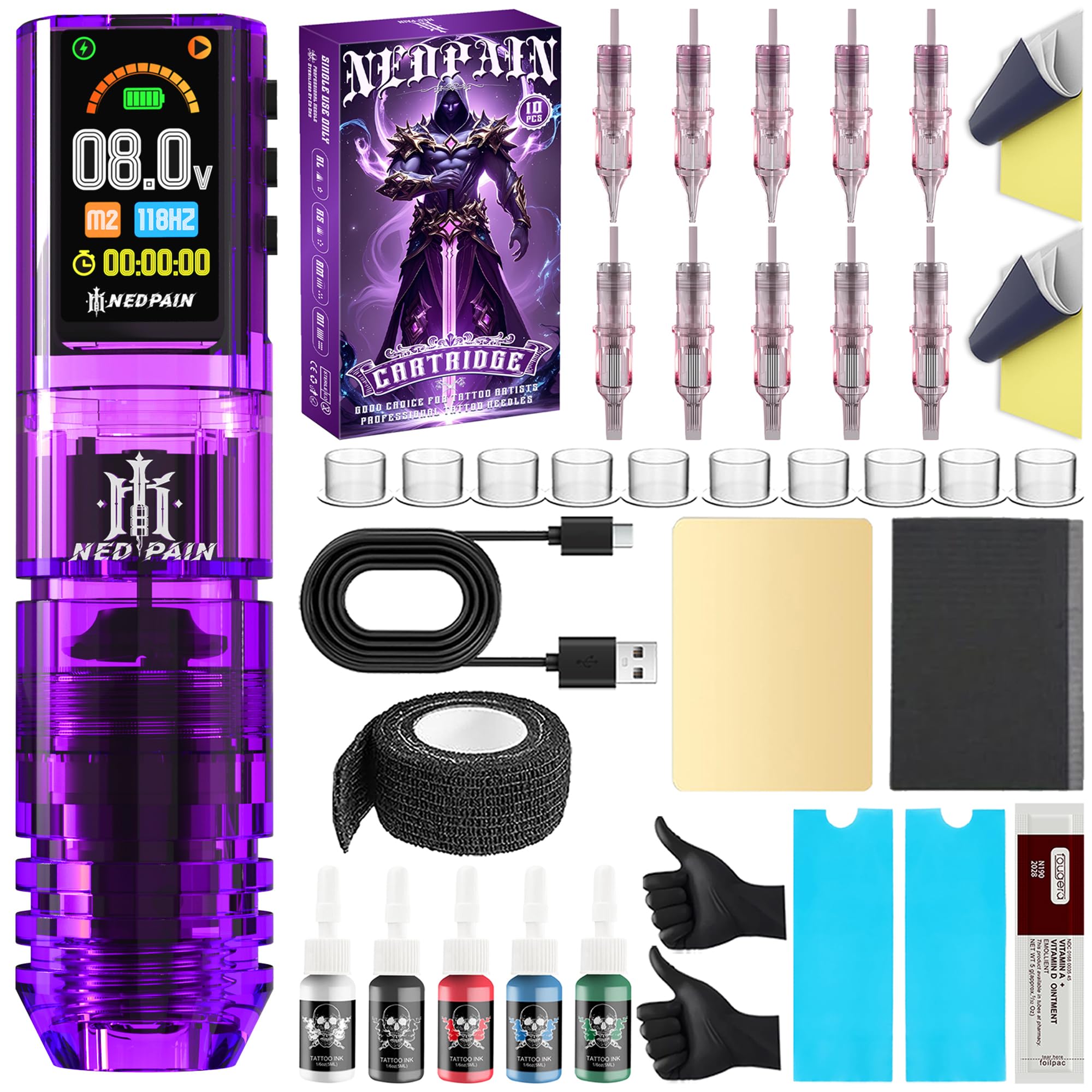 Wireless Tattoo Pen Kit for Beginners with Ink and Needles