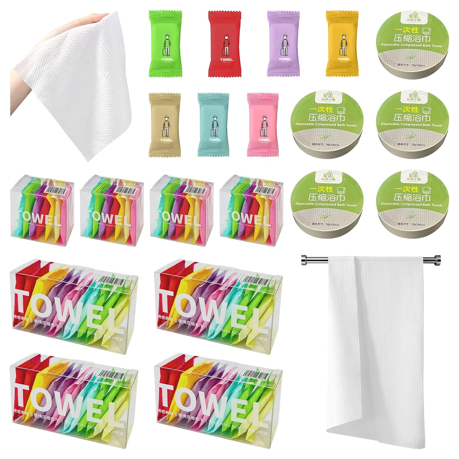84 Pcs Disposable Compressed Towels Portable Reusable Face Towels