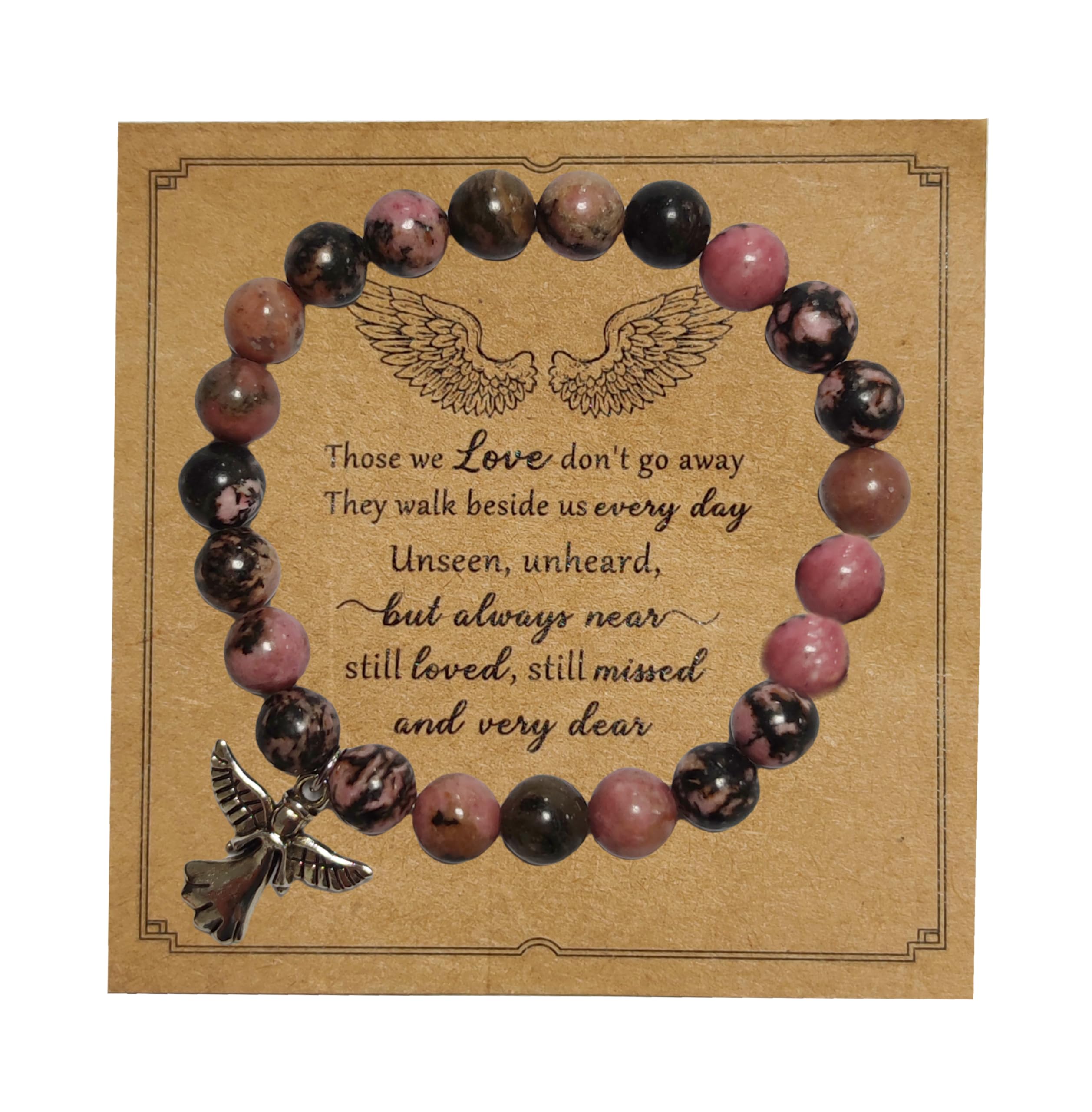 Guardian Angel Charm Bracelets Healing Crystal Beaded Stretch Bracelet Inspirational Religious Protection Elastic Bracelet for Women Faith Love Jewelry Birthday Memorial Sympathy Gifts