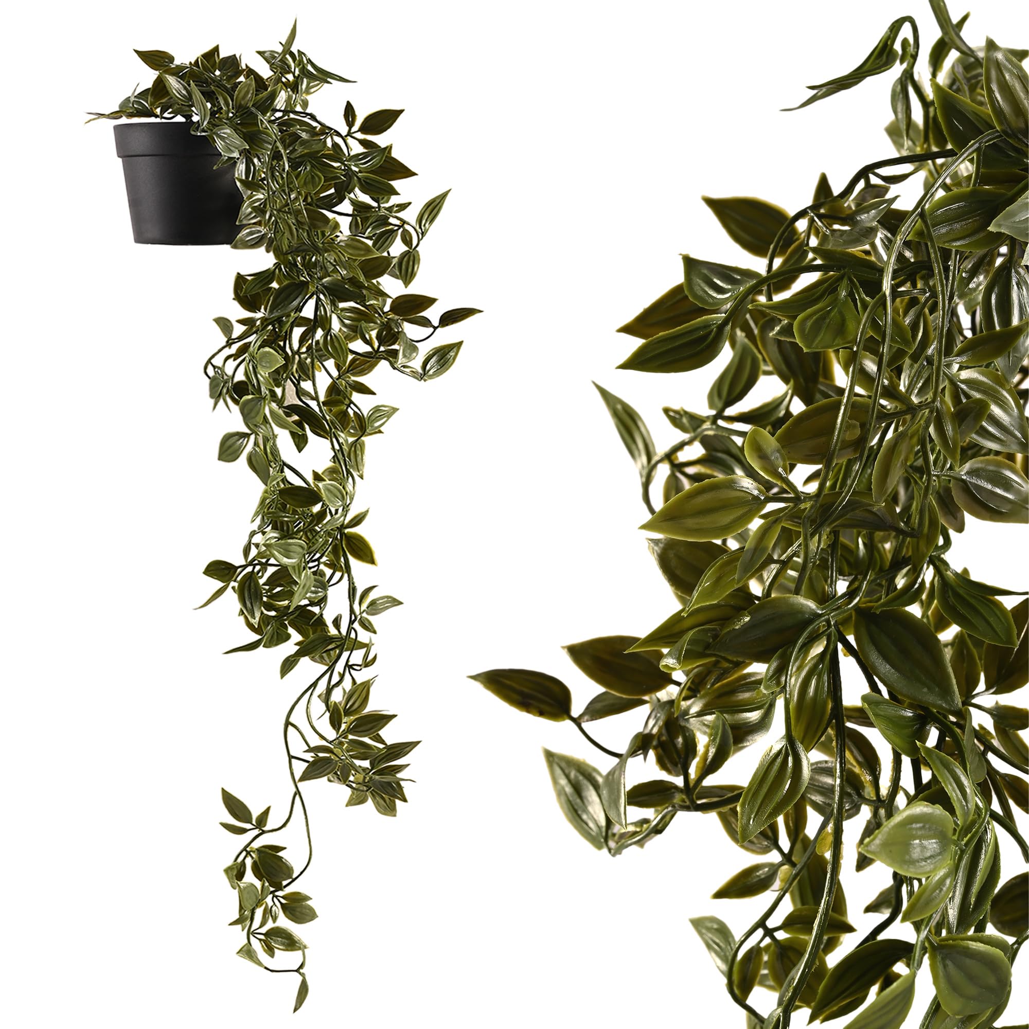 Heart Home Artificial Vine;Pine;Fern;Ivy Plants with Pot Natural Look & Plastic Material Easy Home Décor with Small Size Pot Size 27 X 75 X 7 Cm, Pack of 1 (Green)