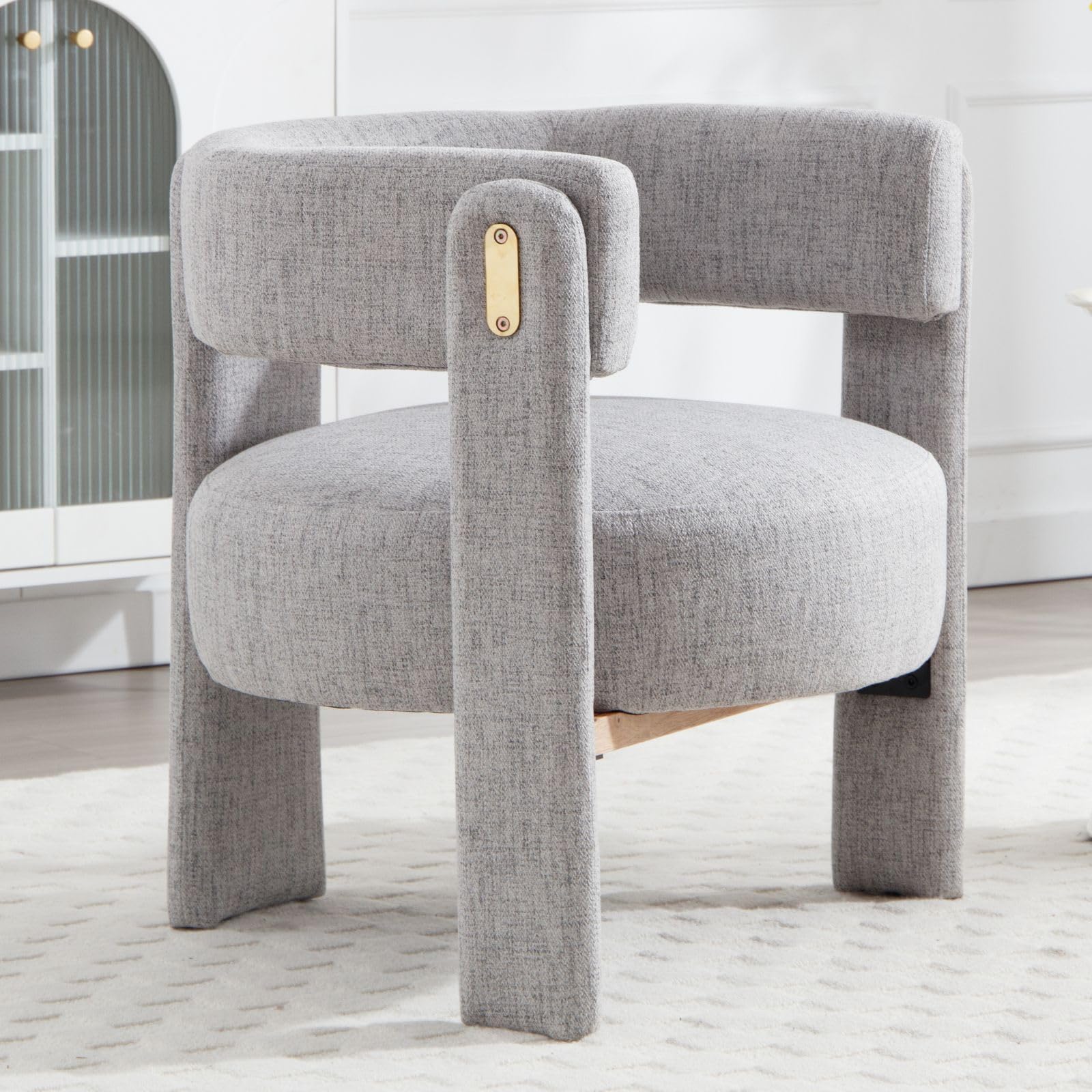 chairus Butaca Salón de Lino Sillón Dormitorio de Vestidor con Patas de Madera, Silla Lectura Habitación Moderna con Reposabrazos para Hogar/Sala de Estar, Gris
