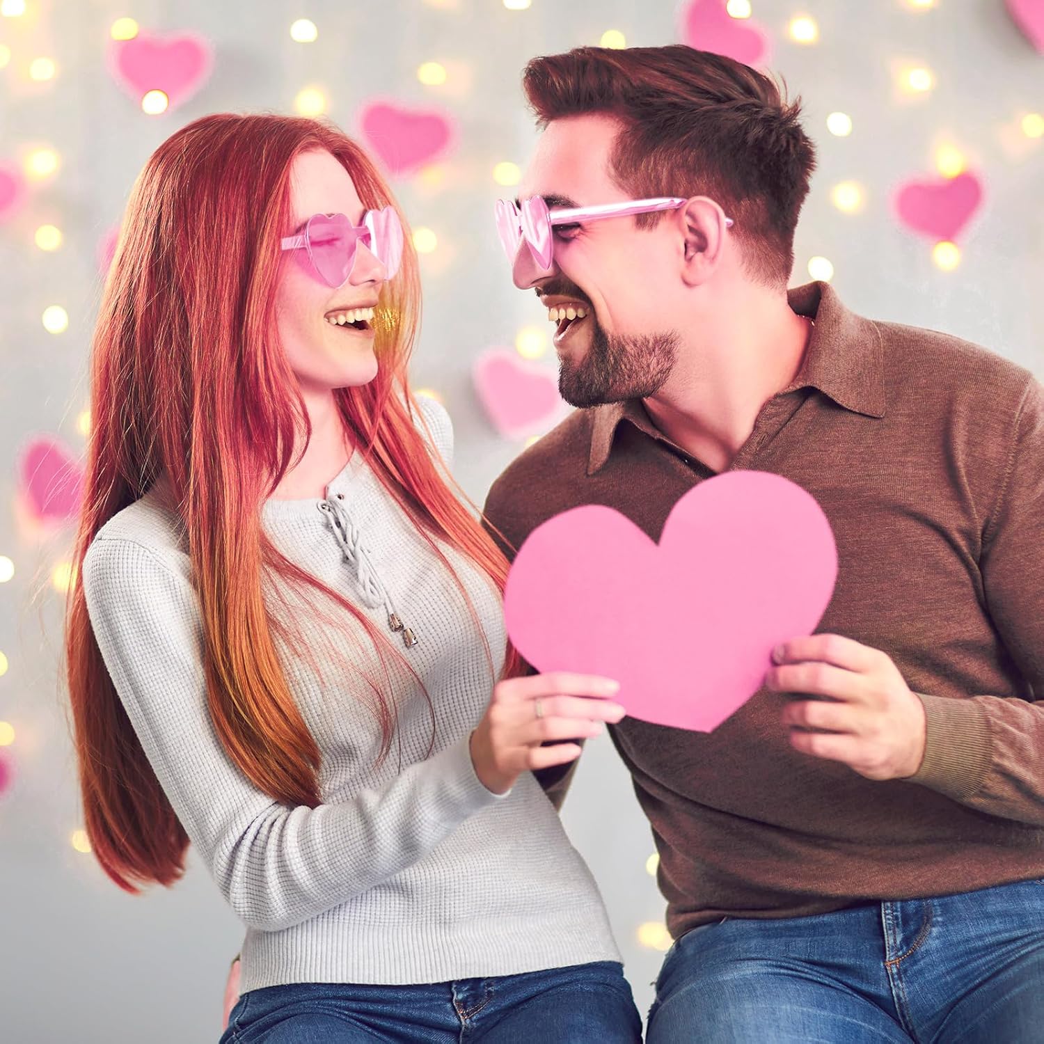 PLULON Heart Sunglasses for Women 5/12/25 Pcs, Heart Glasses Valentine Day Rimless Shaped Candy Color Fun Glasses Party Favor - Image 5