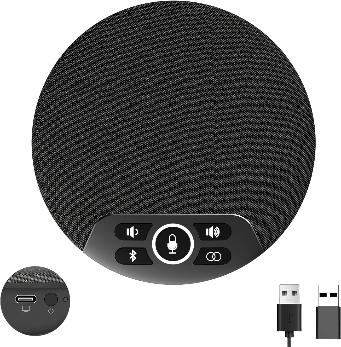 Conference Speaker and Microphone Computer Speakers with Microphone Speakerphone Wireless Cascade 4 AI Mics 360° Voice Pickup Noise Cancelling Max Bluetooth Distance 32.8ft for Large Conference
