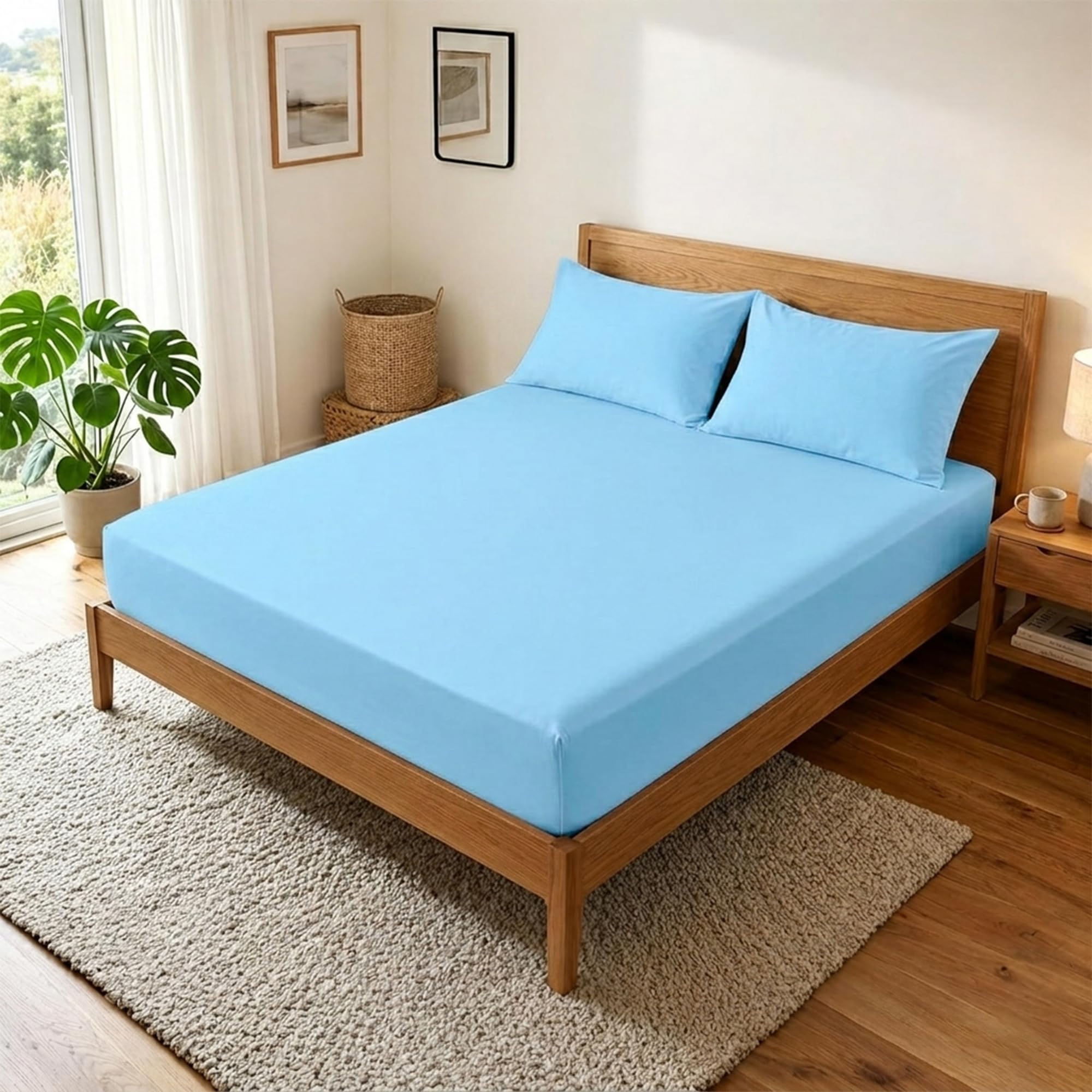 40cm Deep Small Double Fitted Sheet 100% Egyptian Cotton 400 Thread Counts Bed Sheet With Fully Elastic Corner For Comfortable Bedding