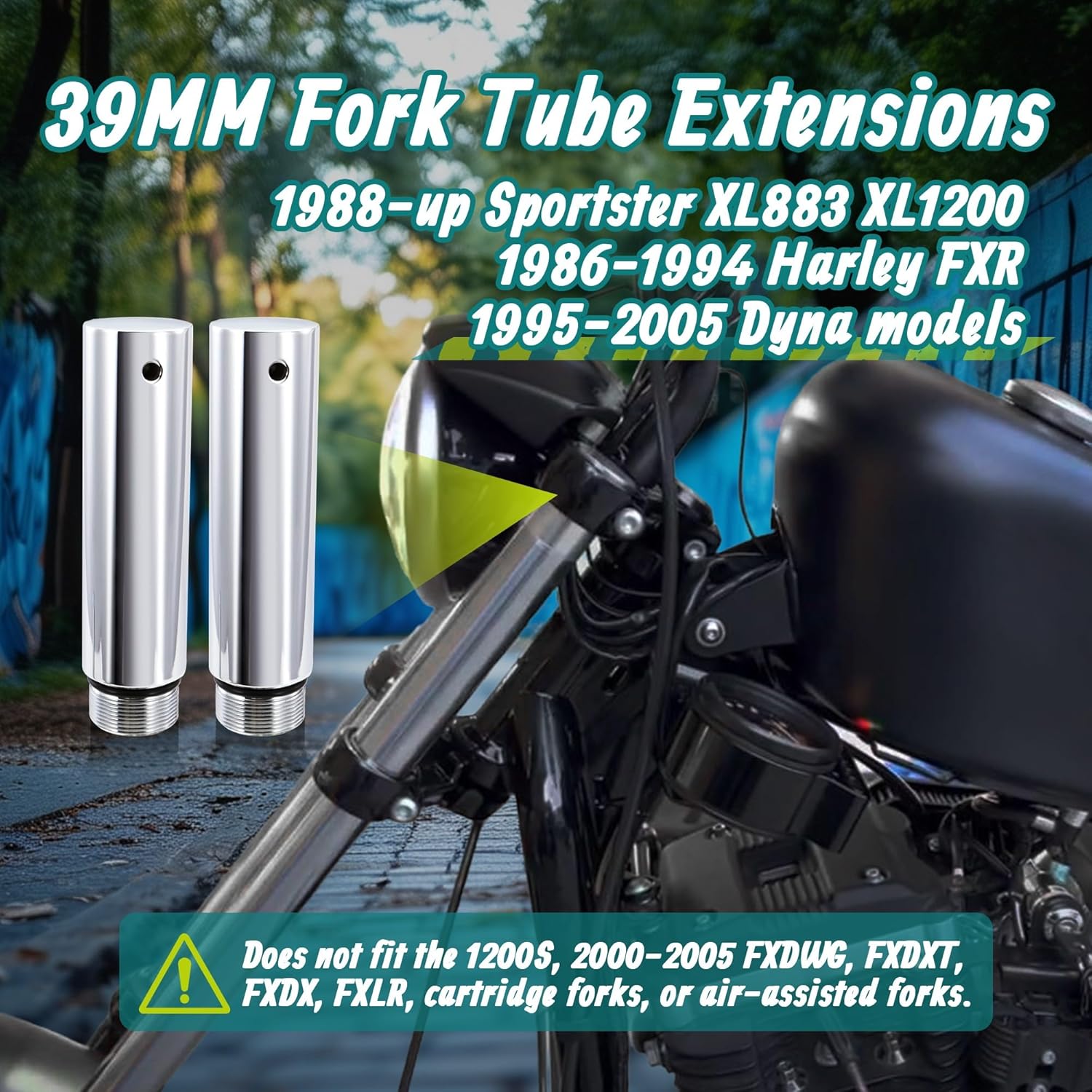 MoKitDora Sportster Dyna Fork Tube Extensions Compatible with 39mm Harley Sportster XL 883 1200 Dyna Glide FXR, 5-inch