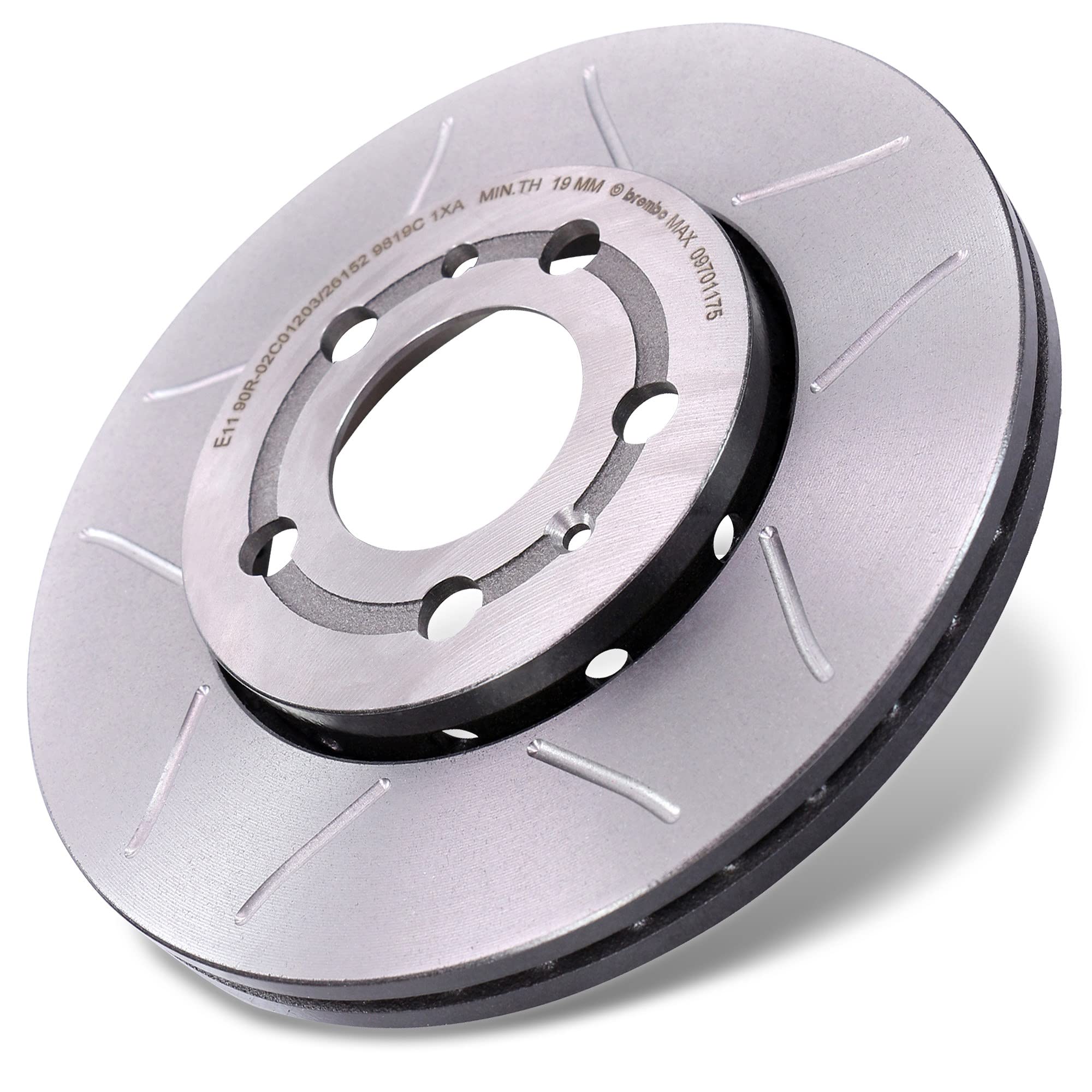 BREMBO Set di freni Sport Max incl. dischi freno sportivi scanalati anteriori Ø 256 mm ventilati + posteriori Ø 230 mm pieni + pastiglie freno anteriori e posteriori + contatto di usura