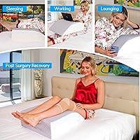 Vista 5 de Bed Wedge Leg Elevation Pillows for After Surgery, Swelling Blood Circulation, 8" Memory Foam Leg Elevating Pillow for Both Legs, Back Hip Foot