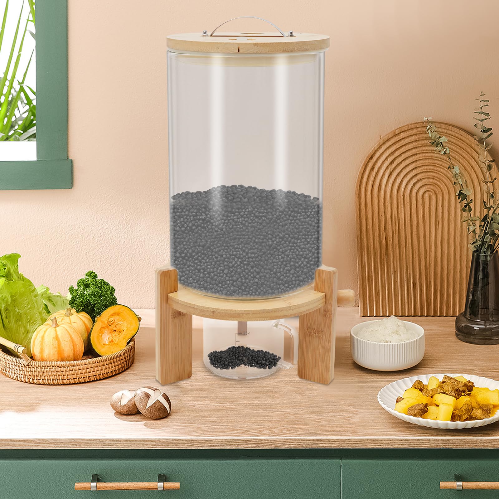 Vorratsdosen, Getreidespender 7,5L Edelstahl, luftdichter Reisbehälter mit Messbecher, Deckel, Getreidespender und Ventil, luftdichte Vorratsdose für Reis, Mehl, Nüsse