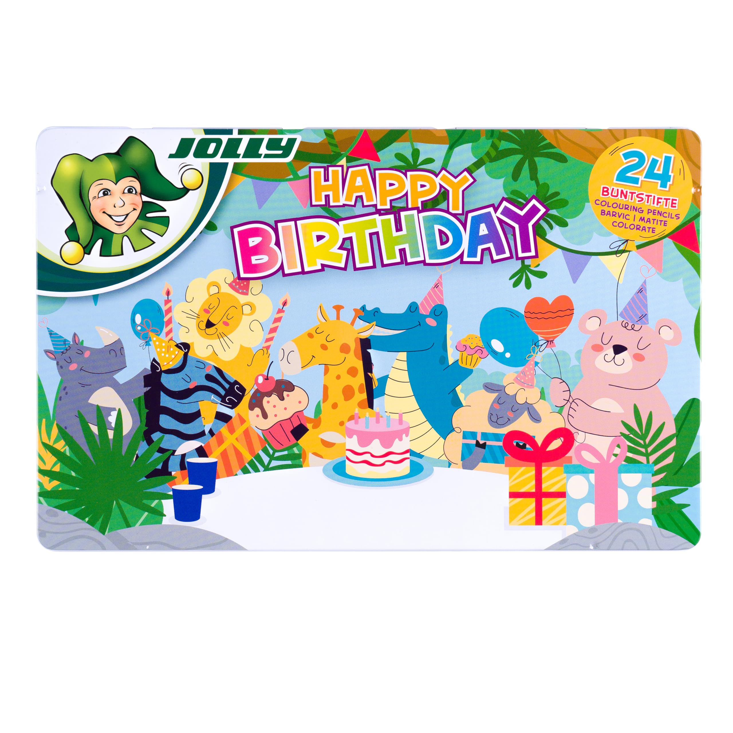 JOLLY Supersticks Delta 24 Colouring Pencils - Triangular Colouring Pencils for Children, Shatterproof & Non-Toxic, Bright Colours, Ergonomic Shape, Made in Austria, Thick Core Lead for Nursery