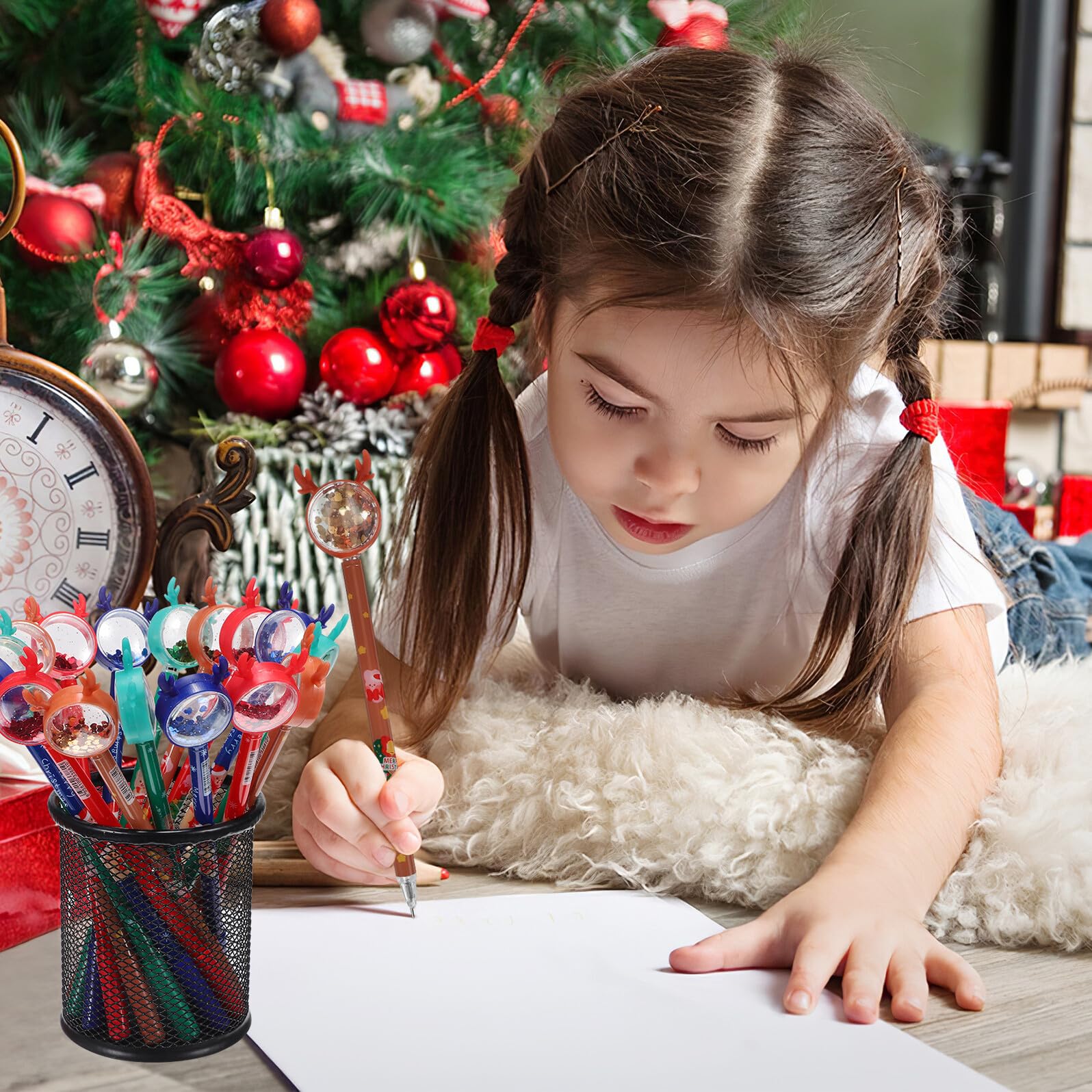 NUOBESTY Bolígrafos de Gel Temática Navideña Pack de 36 Bolígrafos de Tinta 4 Colores Azul Rojo Verde Marrón Punta Fina y Firmas Ideales para Oficina y Fiestas