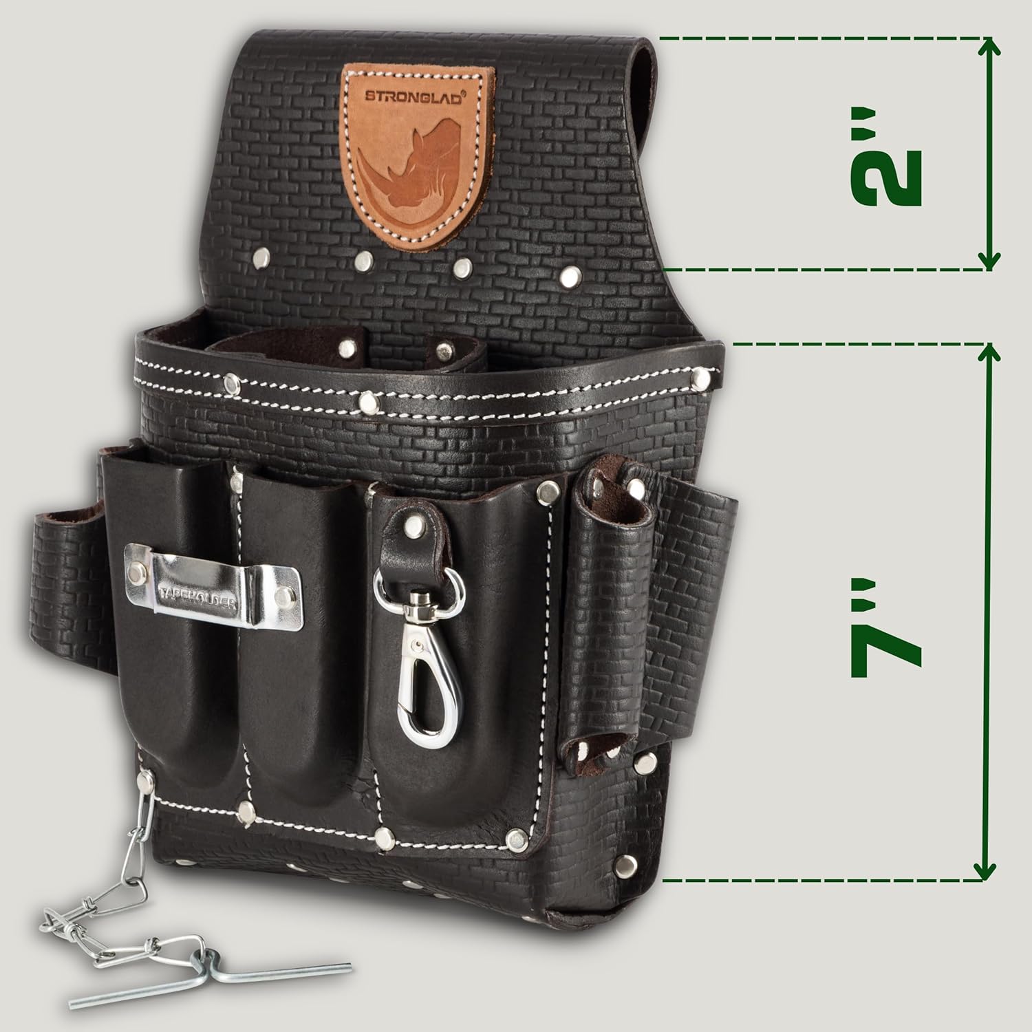 STRONGLAD Heavy-Duty Electricians Tool Belt – 13-Pocket Top-Grain Leather Pouch, Adjustable Fit 29–46" Durable Utility Belt for Electrical Work | Rugged Jobsite Organizer | Designed for Pros - Image 5