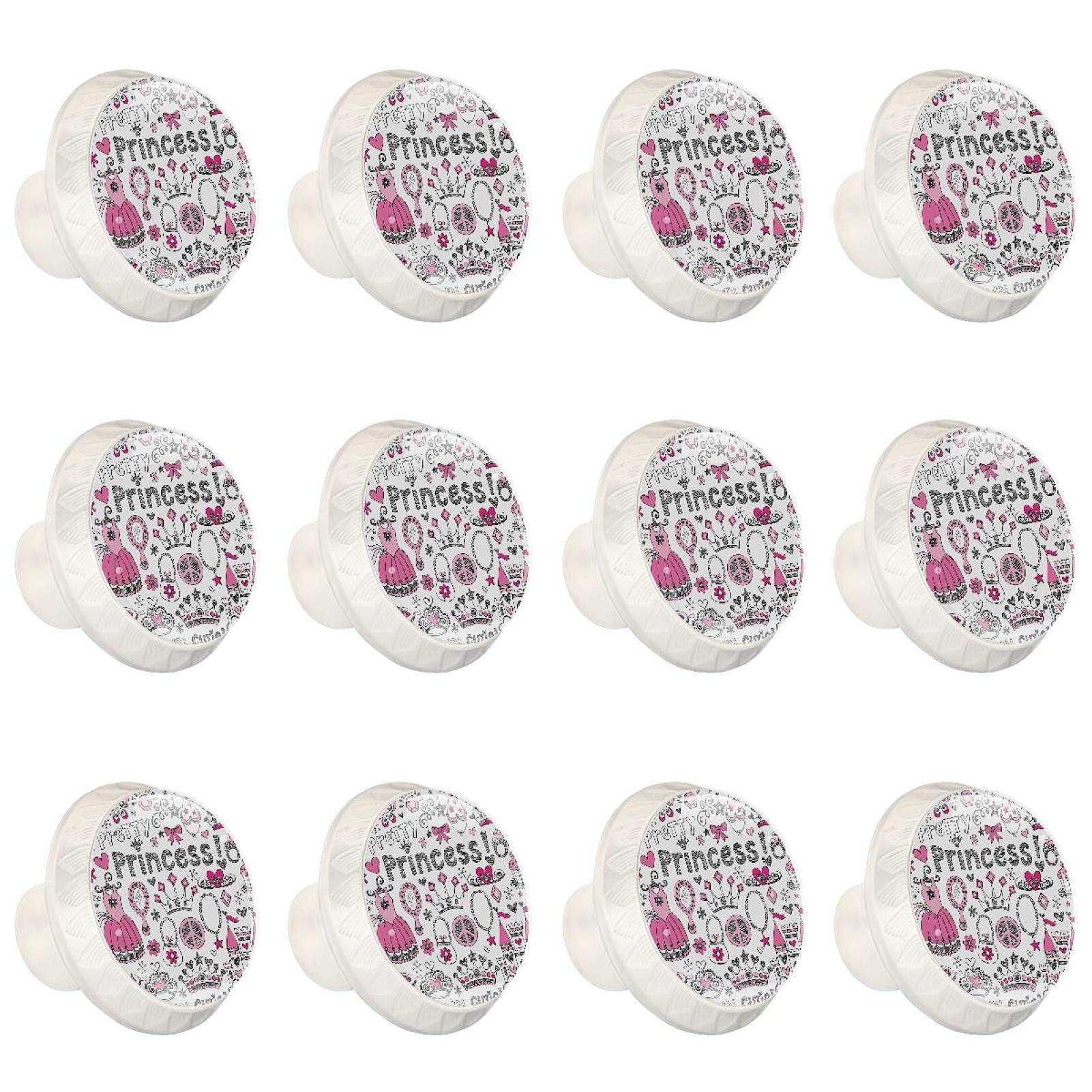Boutons de cuisine couronne pour placard de princesse et tiroir de commode en lot de 12