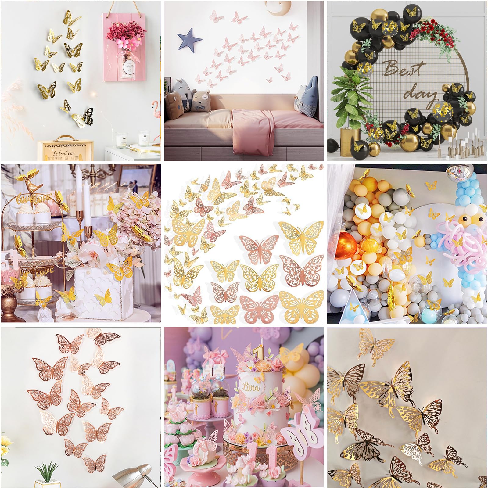 72 Pezzi Adesivi Murali a Forma di Farfalla, Decorazione da Parete a Farfalla, Decorazioni da Parete Creative, Adesivo Muro Decorativo, per Della Stanza, Matrimoni, Casa, Feste di Compleanno