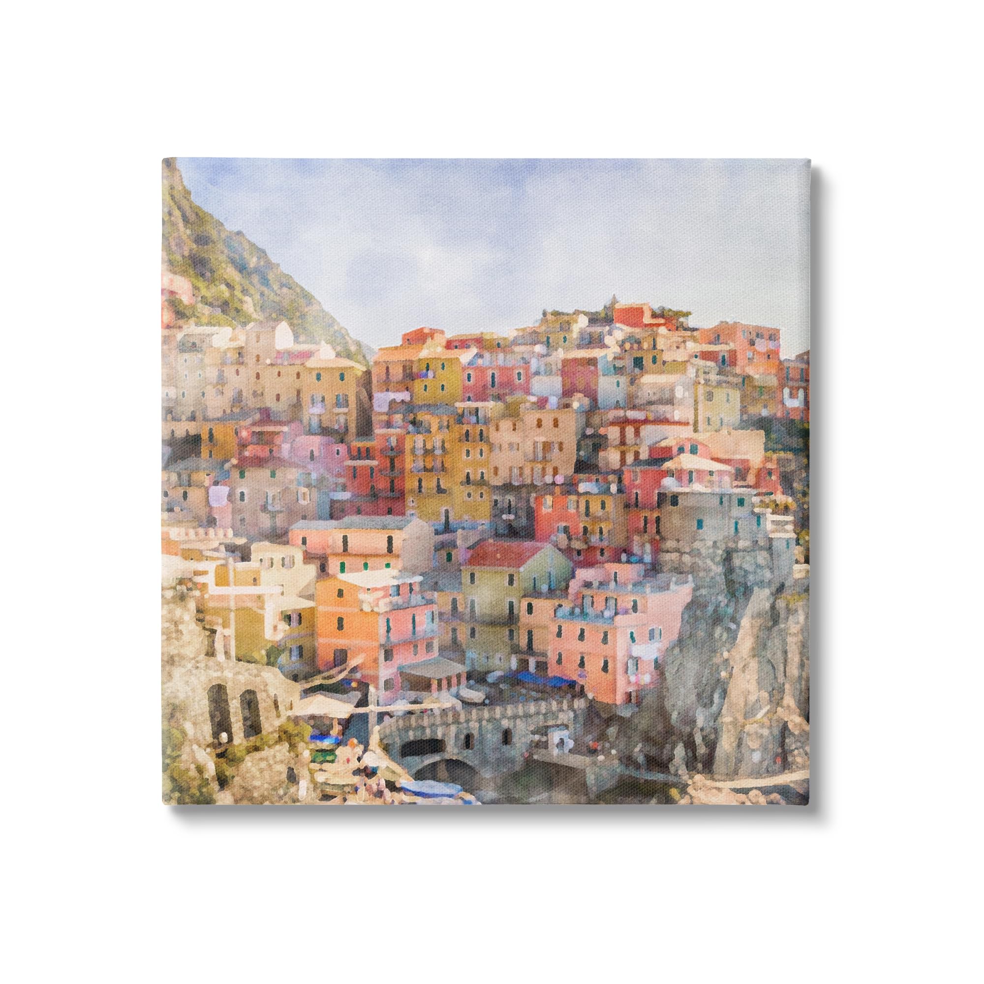 Stupell Industries Coastal Italian Town Canvas Wall Art by LSR Design Studio