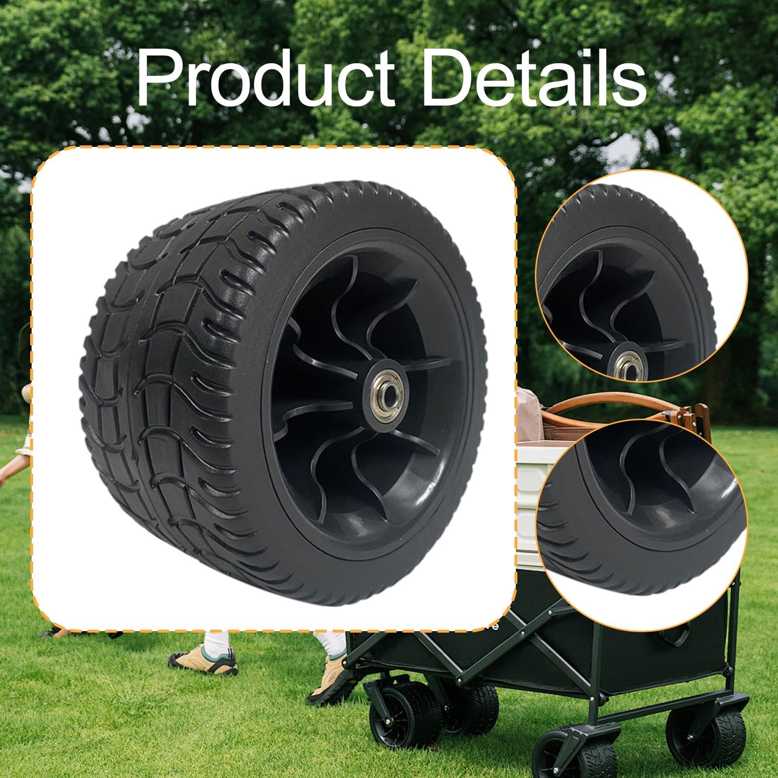 2X Roue de Chariot Pliable, Robuste et Facile à Installer, Pneus Résistants