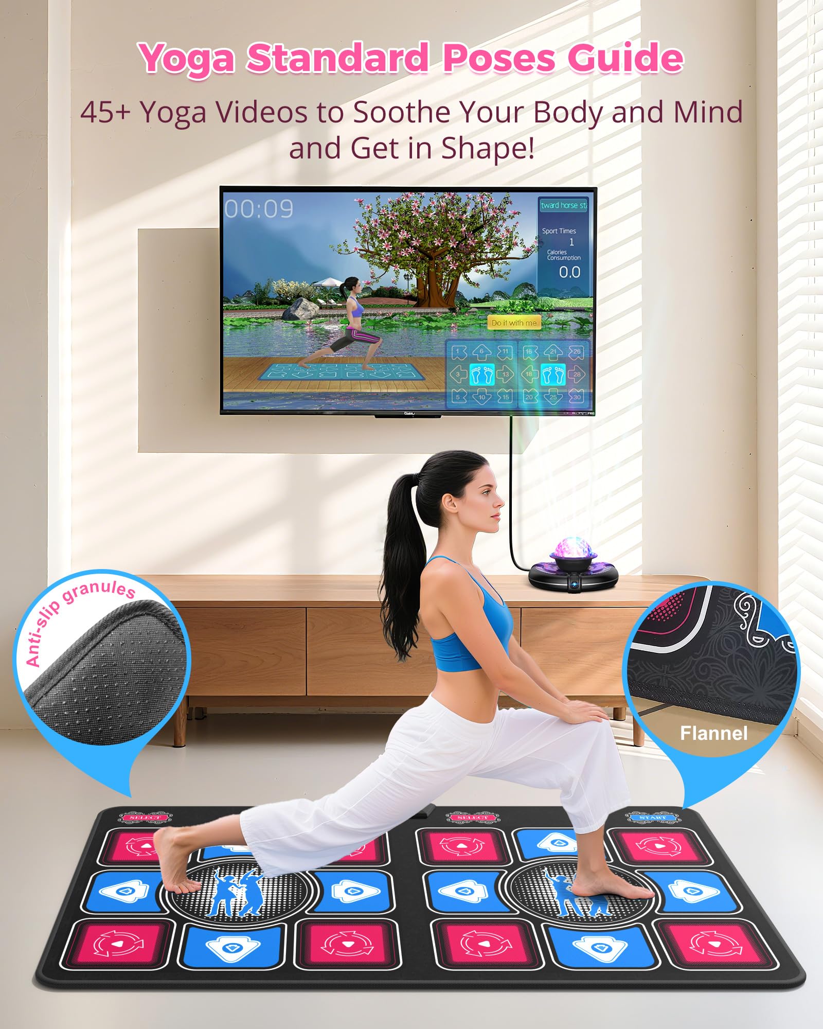 Tapis de Danse Électronique Double avec Caméra 3D et Manettes sans Fil 150+ Chansons 70+ Jeux de Rythme pour Enfants Adultes Fitness