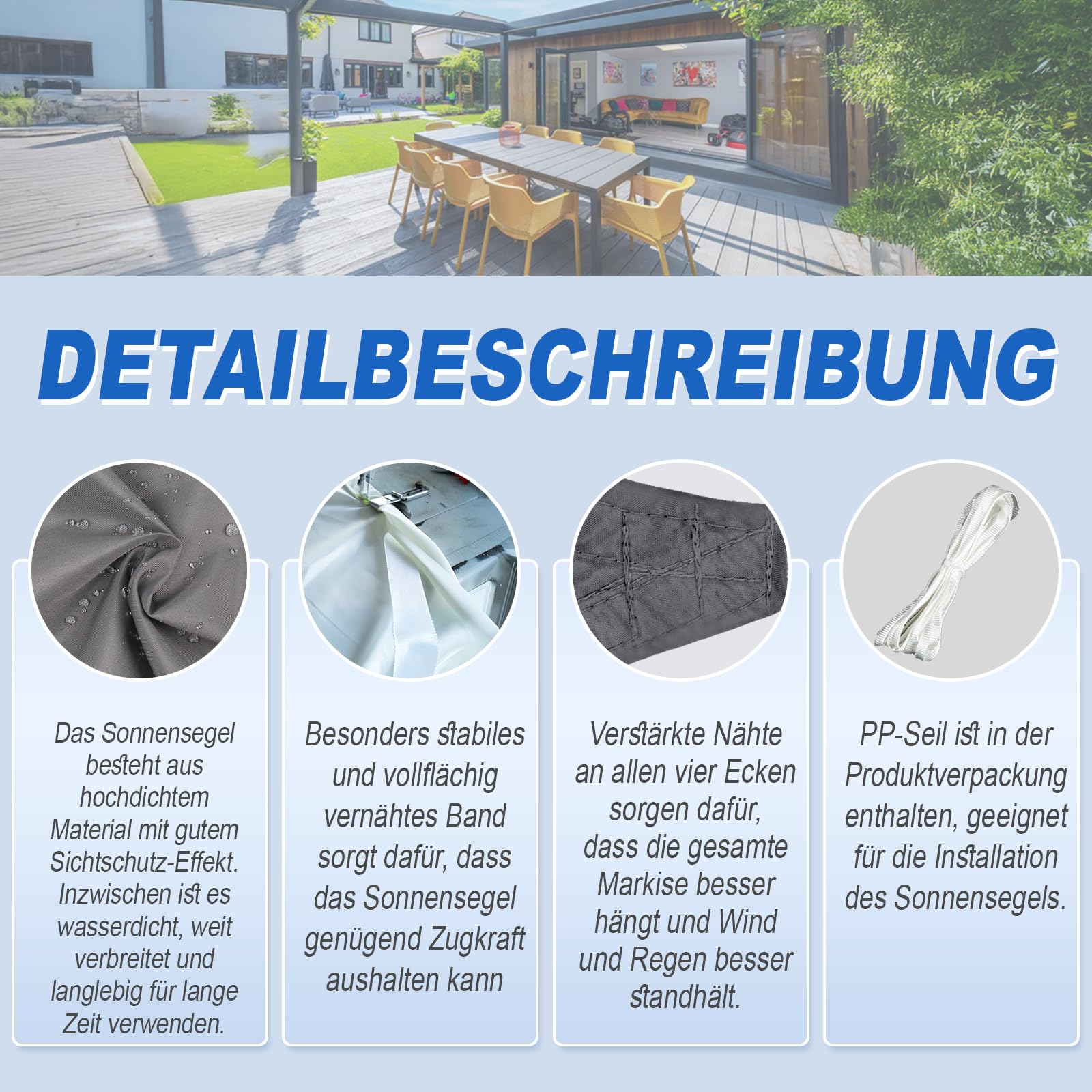 Amazon.de: Sunnylaxx 4x6m Sonnensegel Rechteckig, Wasserdicht Sonnenschutz  Sunsegel Color Anthrazit, 95% UV-Schutz,fr Auenbereich,Garten