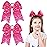 2 Packs Jumbo Cheerleading Bow 8 Inch Large Cheer Hair Bows with Ponytail Holder for Teen Girls Softball Outfit Uniform(hot pink)