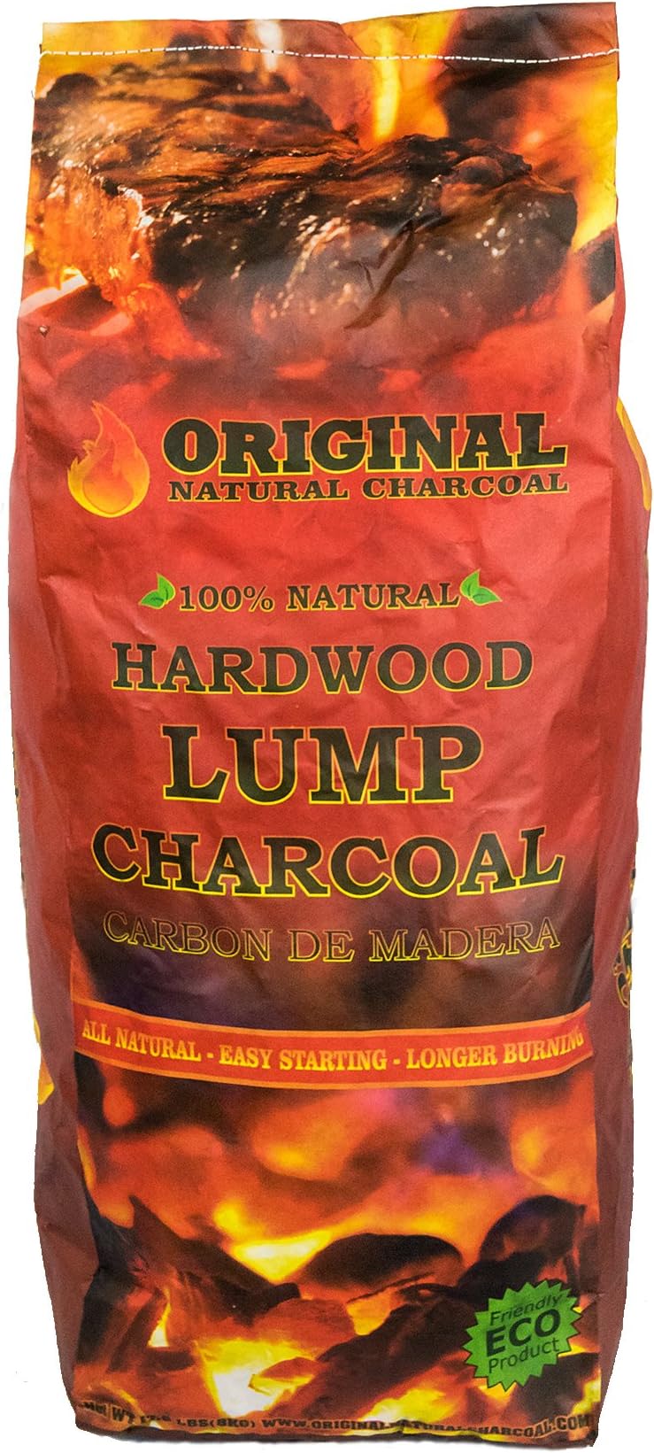 100% Natural Hardwood Lump Charcoals - Unique Blend of Apple, Cherry, and Oak Trees - No Smoke, No Sparks, and Low Ash (17.6lbs)