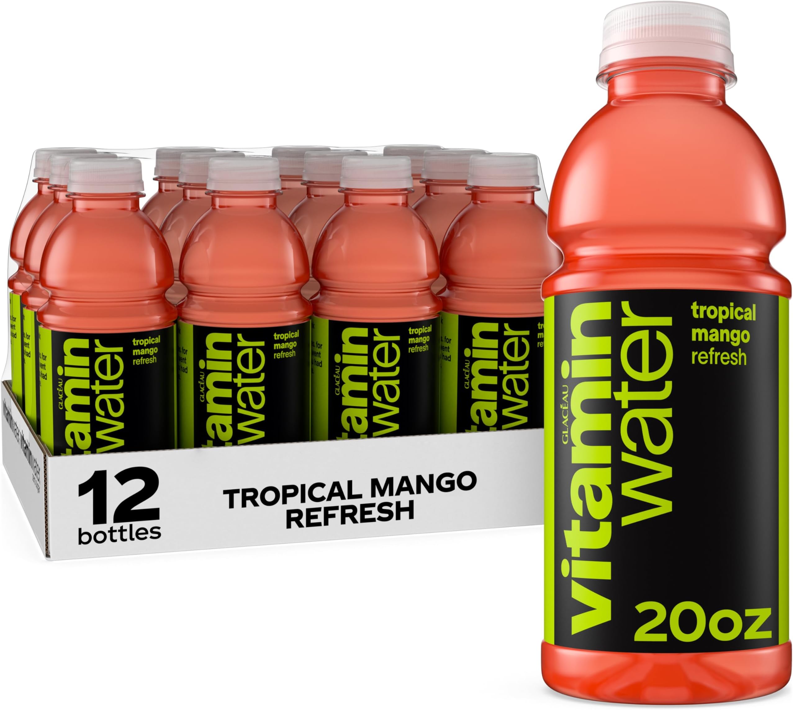 vitaminwater refresh electrolyte enhanced water w/vitamins, tropical mango drinks, 20 fl oz, 12 Pack