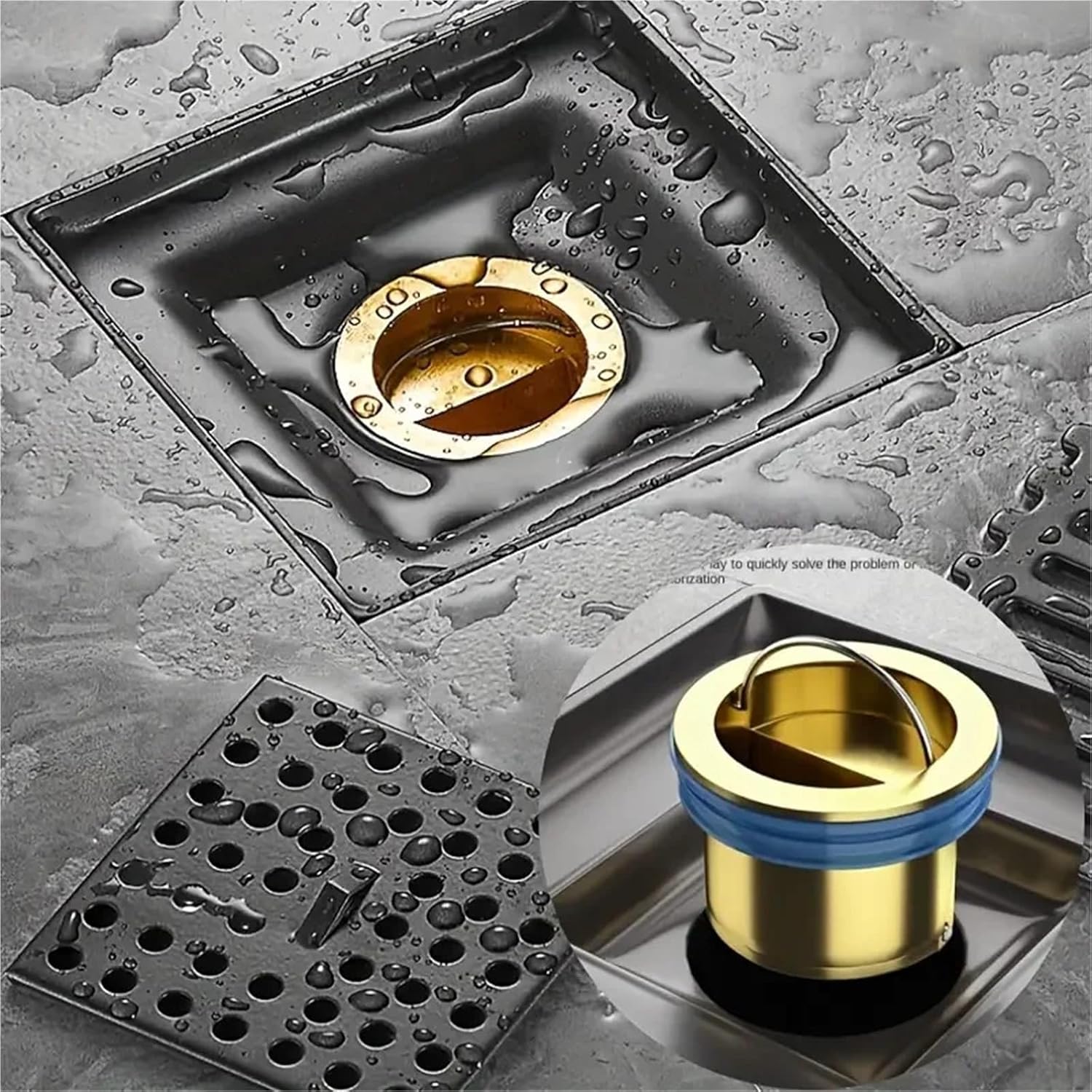 Floor Drain Core, All Copper, Odor Proof Core, Drain Guard Sewer Backflow Preventer, Deodorization Drain Plug Hair Stopper, Hair(Silver)