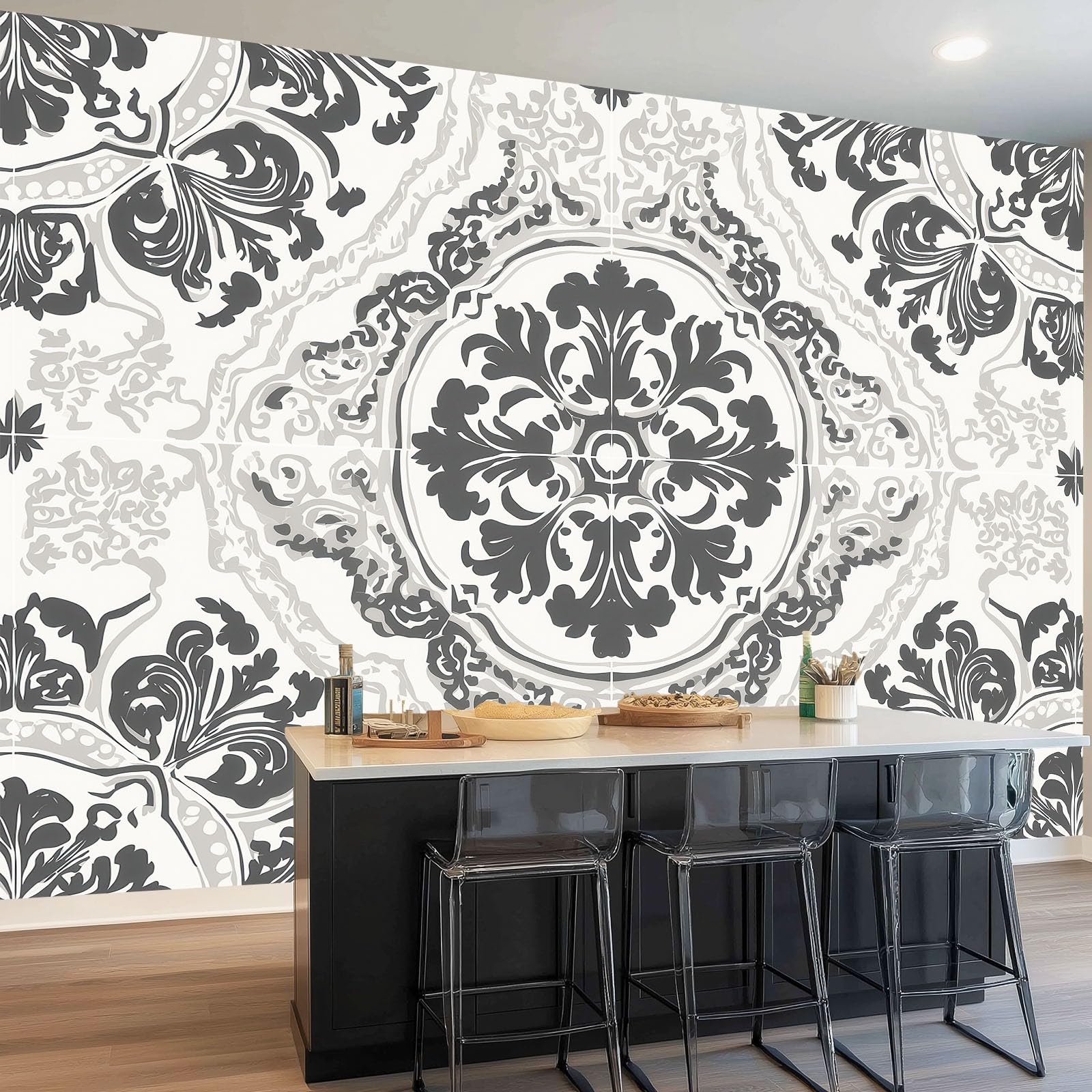 Ściana - mural 350 x 256 cm plakat premium luksusowy monstera liście złote wzory na tkane duże dekoracyjne tapety do pokoju dziecięcego salonu domu ciemnozielony